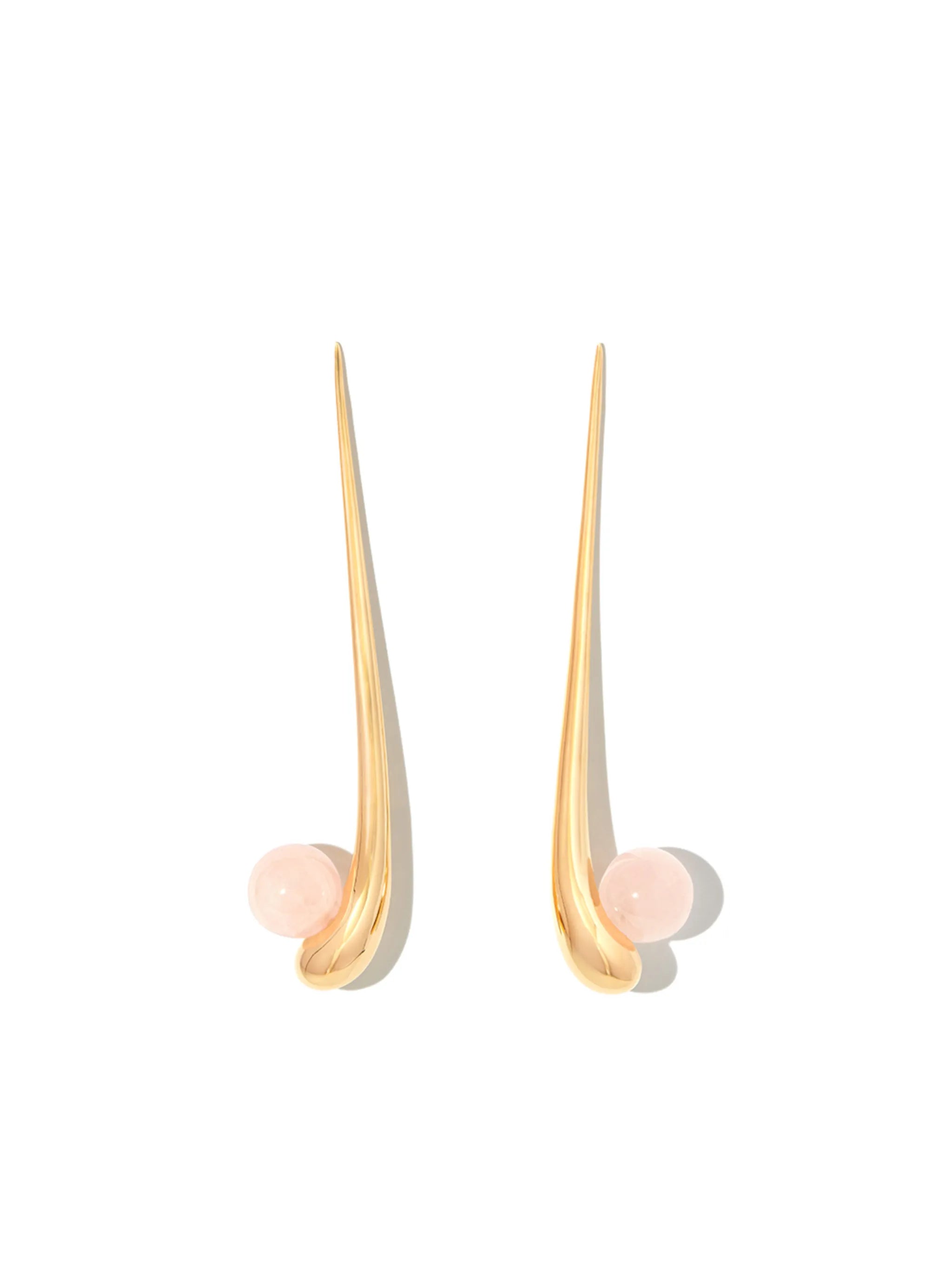 rose quartz drop stud earrings