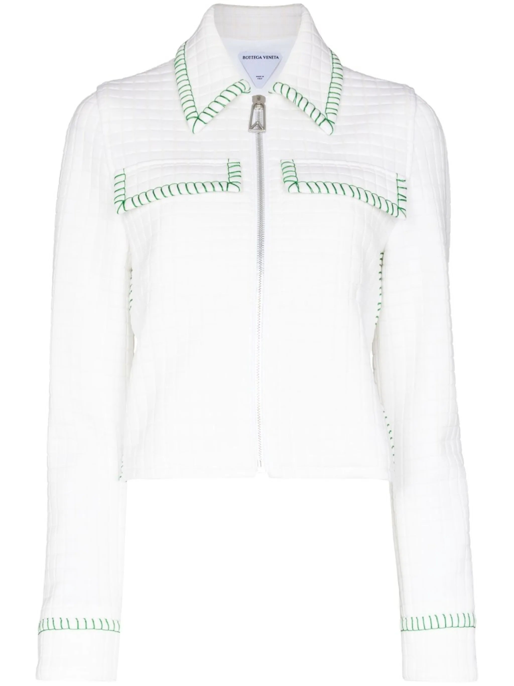 contrast-stitch matelasse jacket