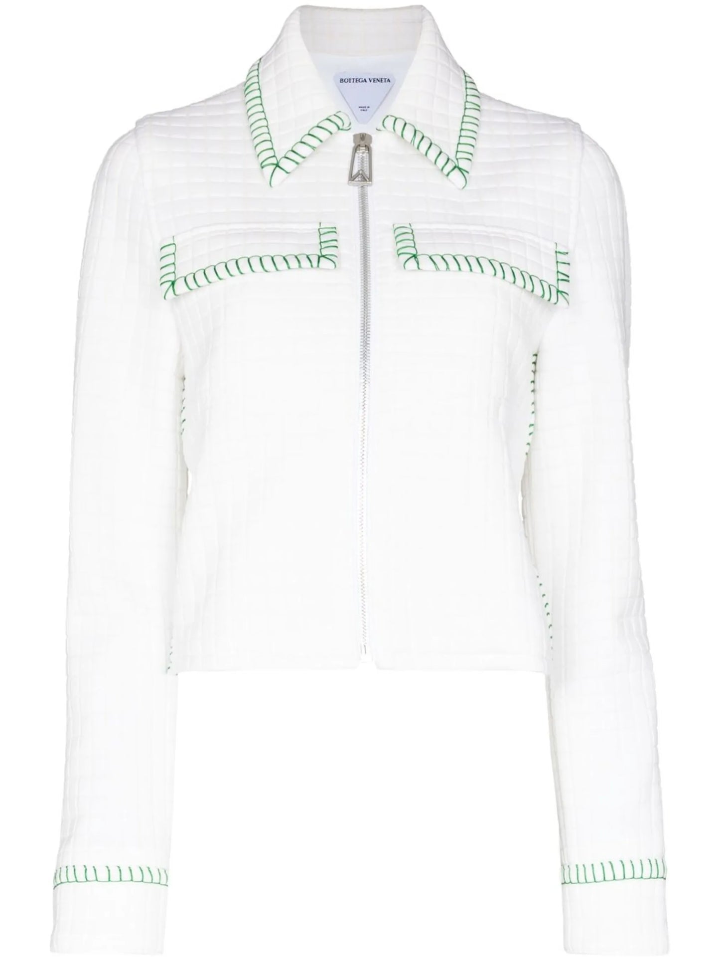contrast-stitch matelasse jacket