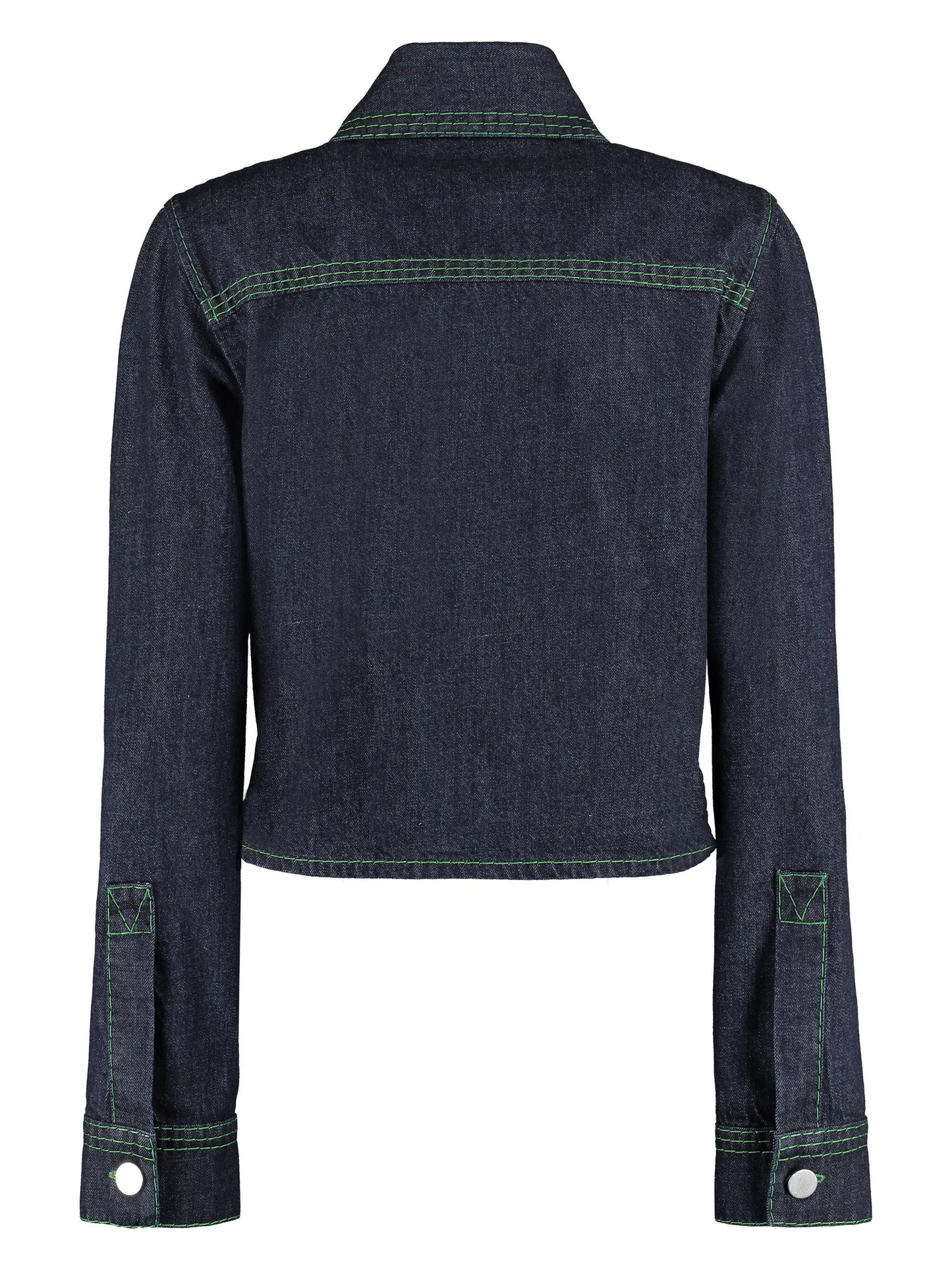 contrast-stitch cropped denim shirt
