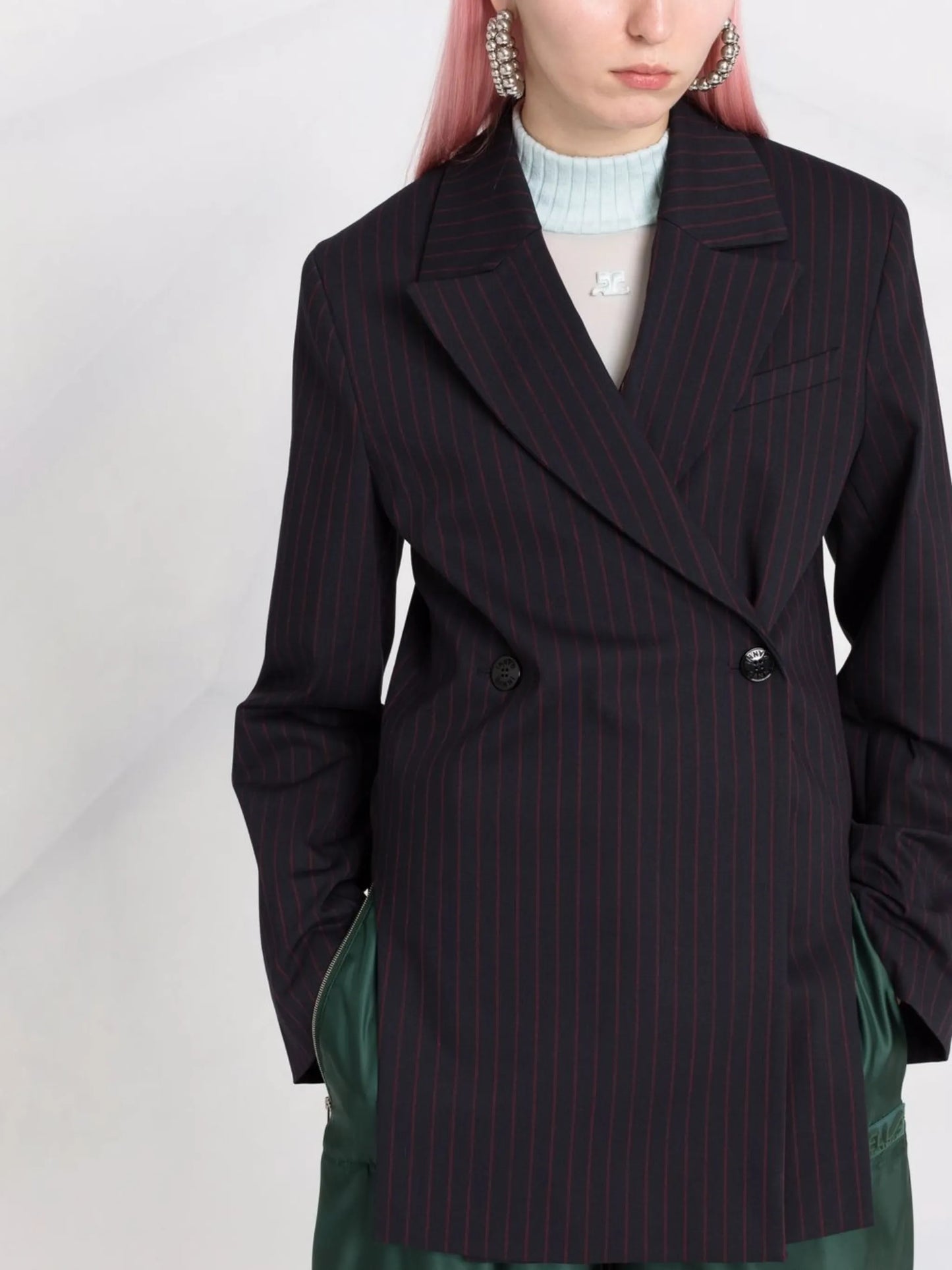 double-breasted pinstripe blazer