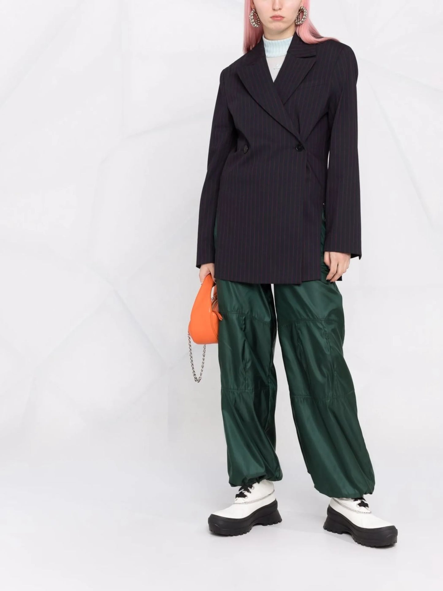 double-breasted pinstripe blazer