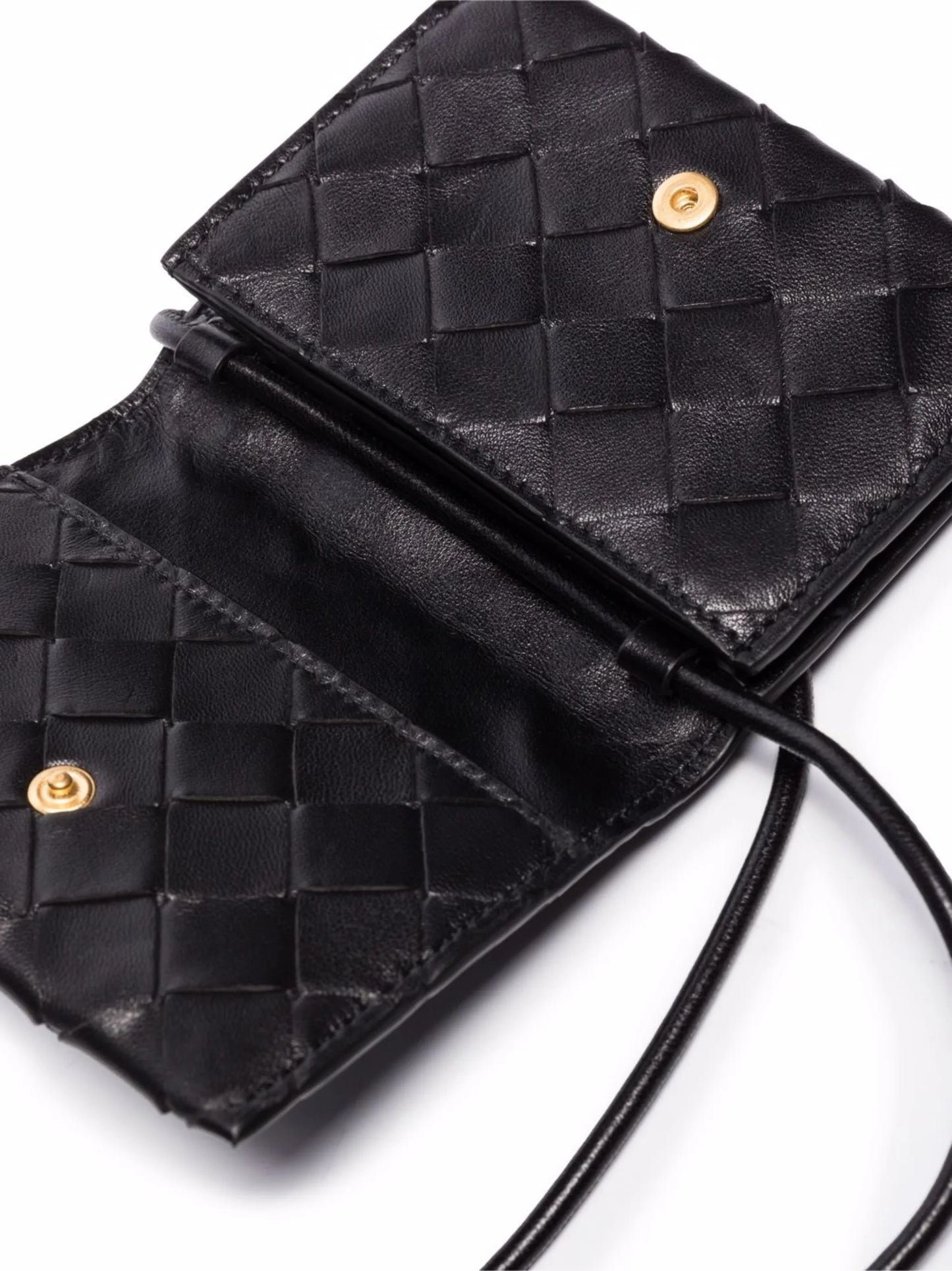 Intrecciato leather card case