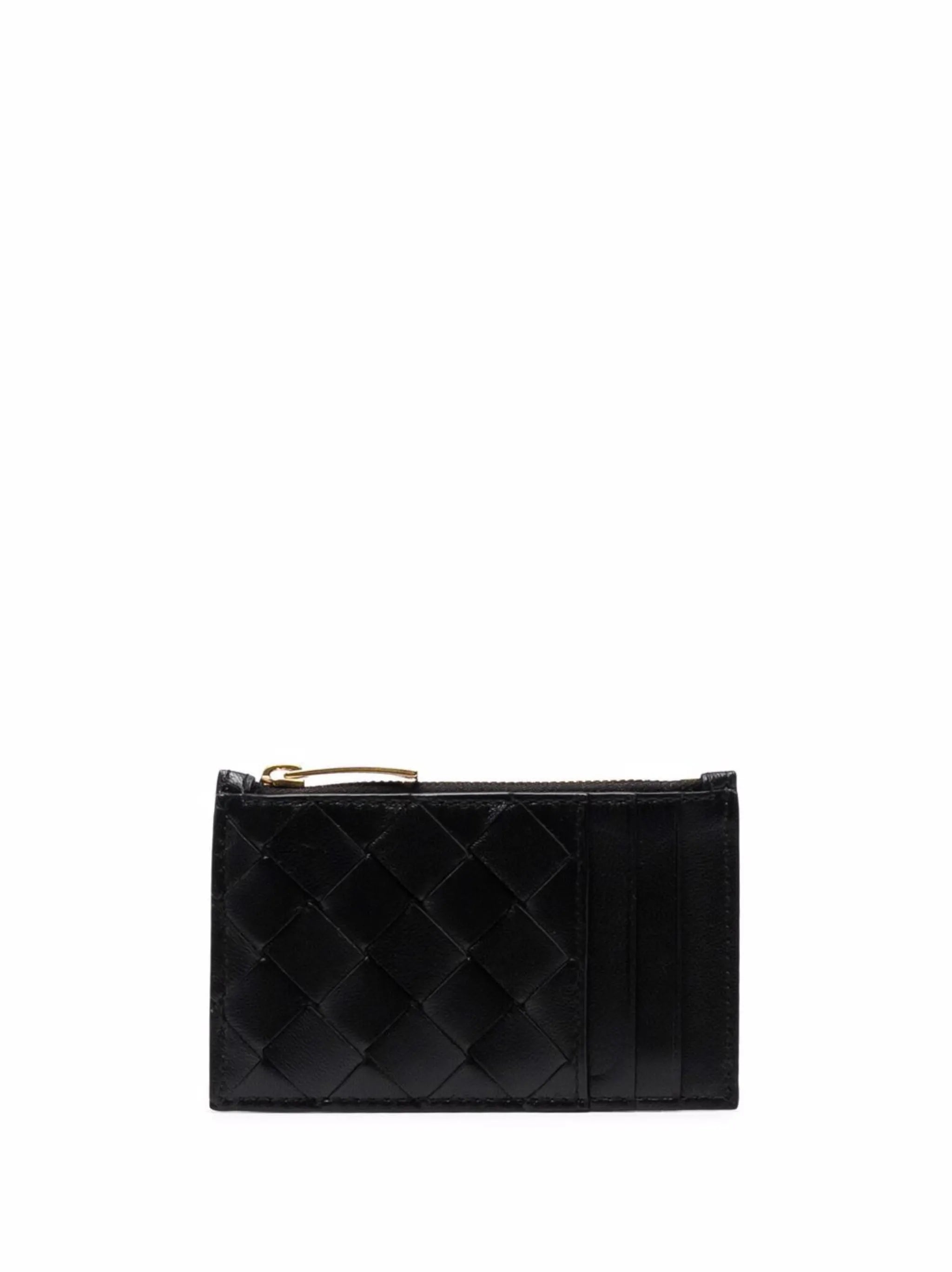 Intrecciato zip-top cardholder