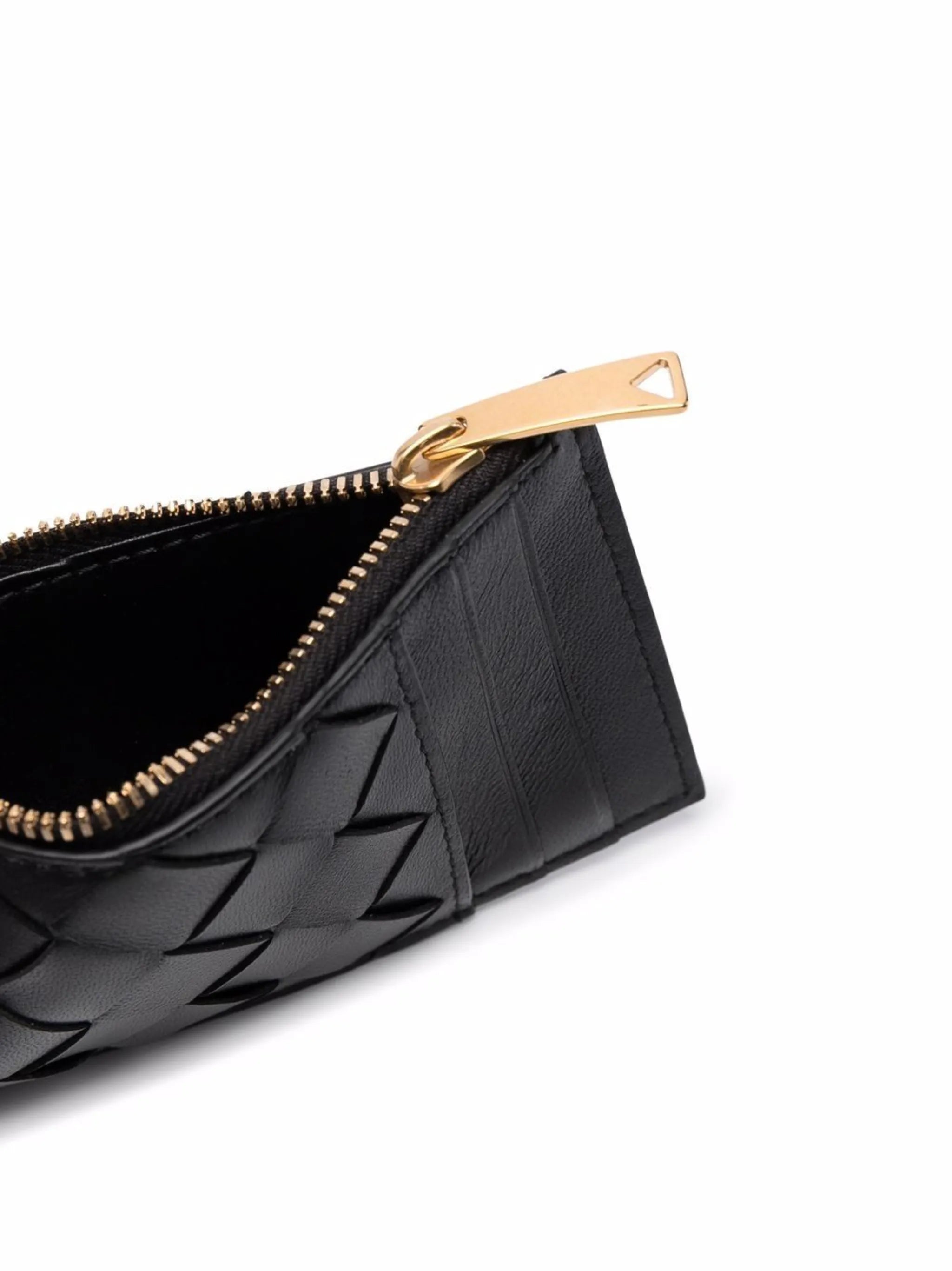 Intrecciato zip-top cardholder