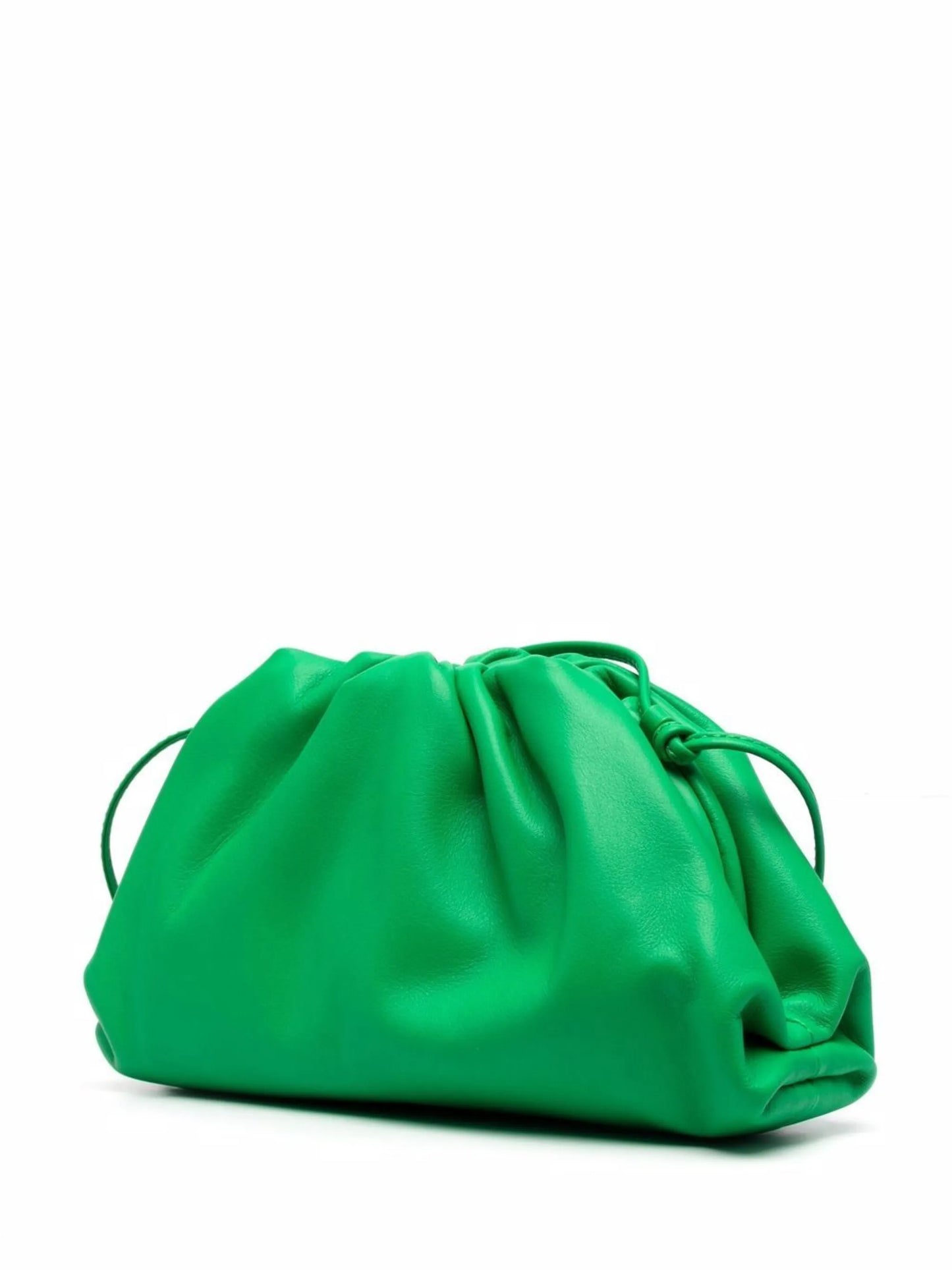 Pouch gathered-detail leather mini bag