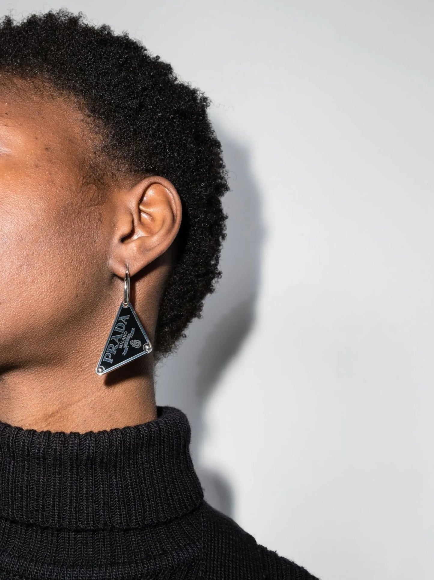 logo-plaque sterling silver earring