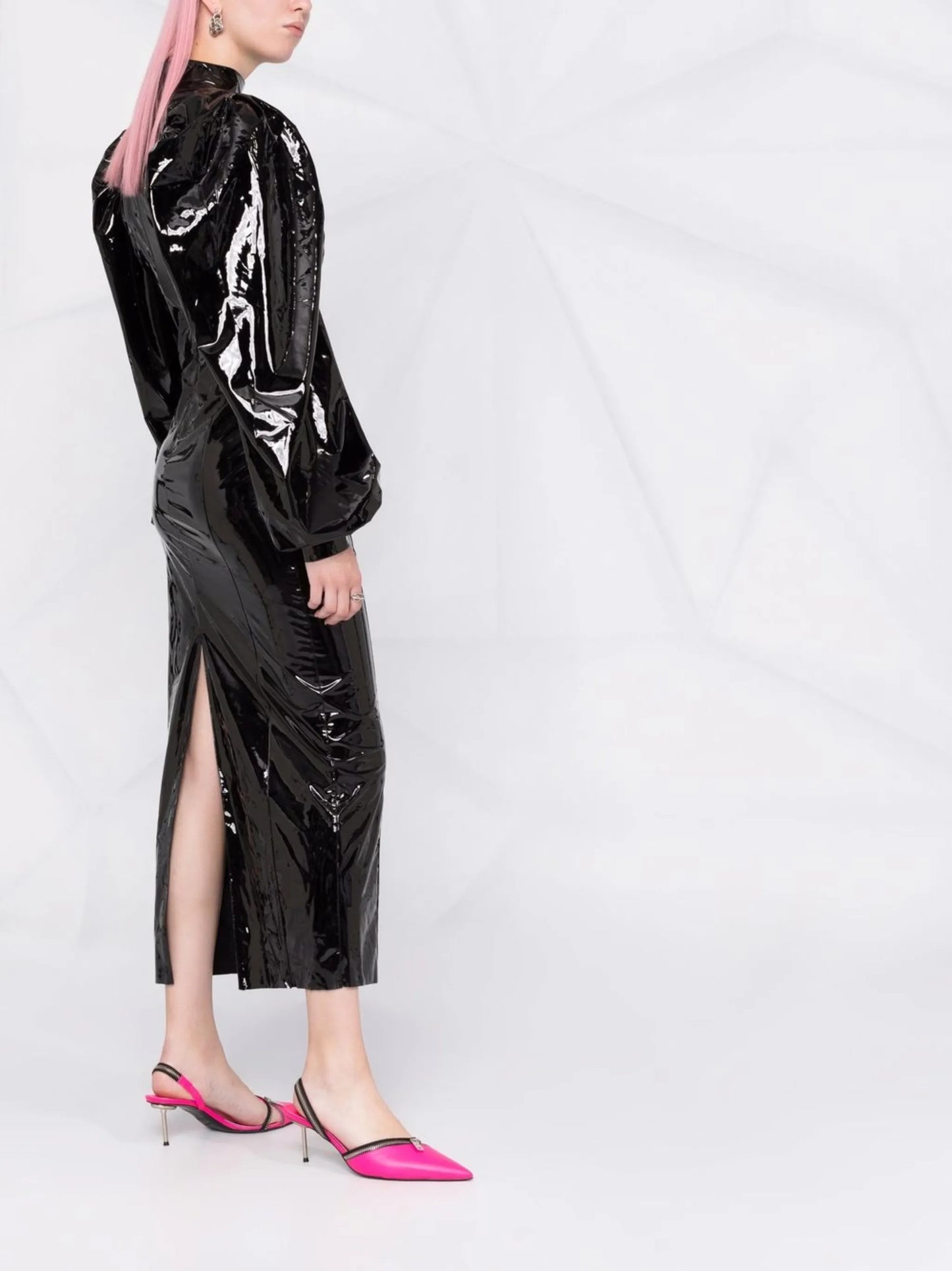 cut-out vinyl midi dress