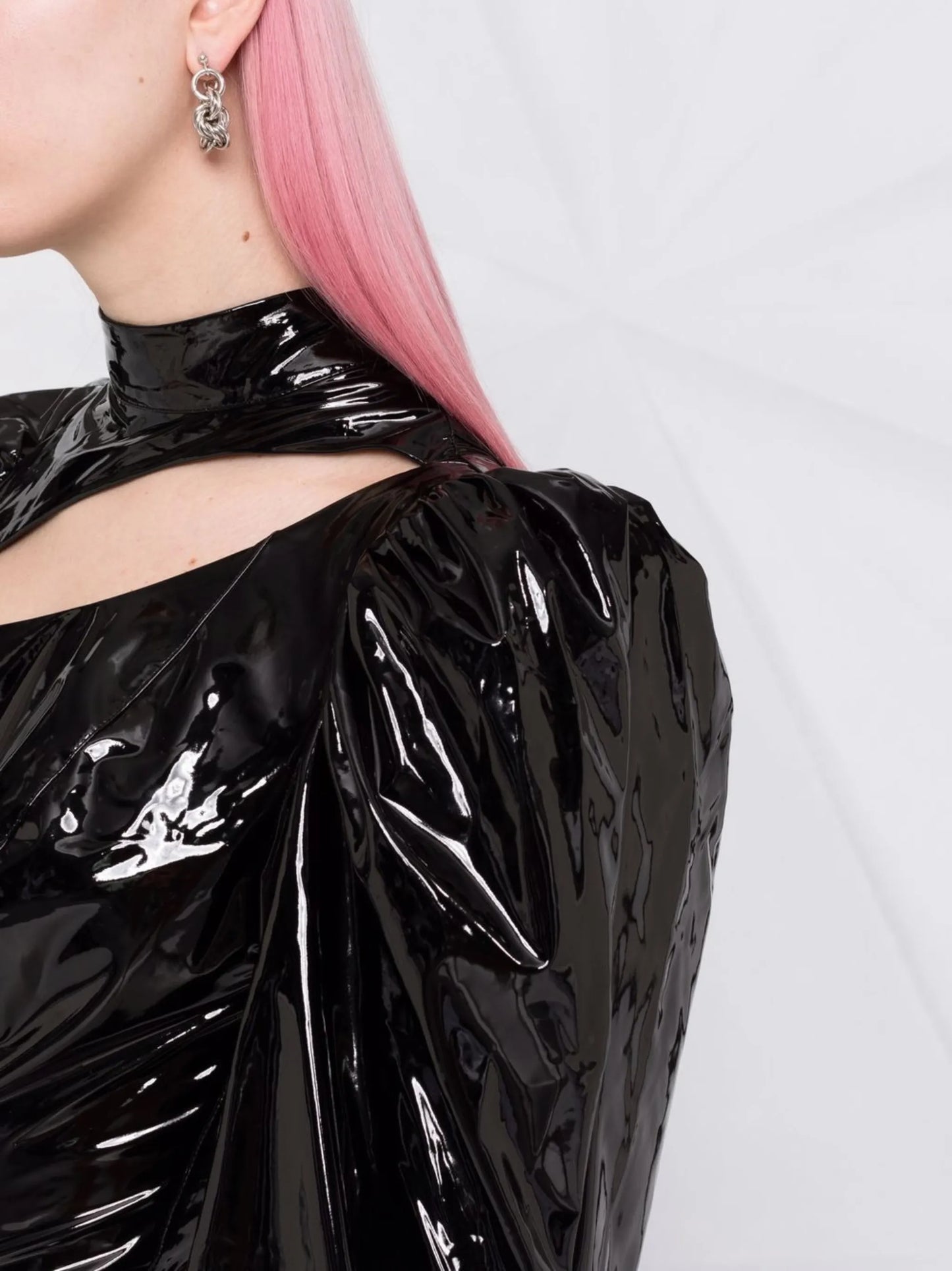 cut-out vinyl midi dress