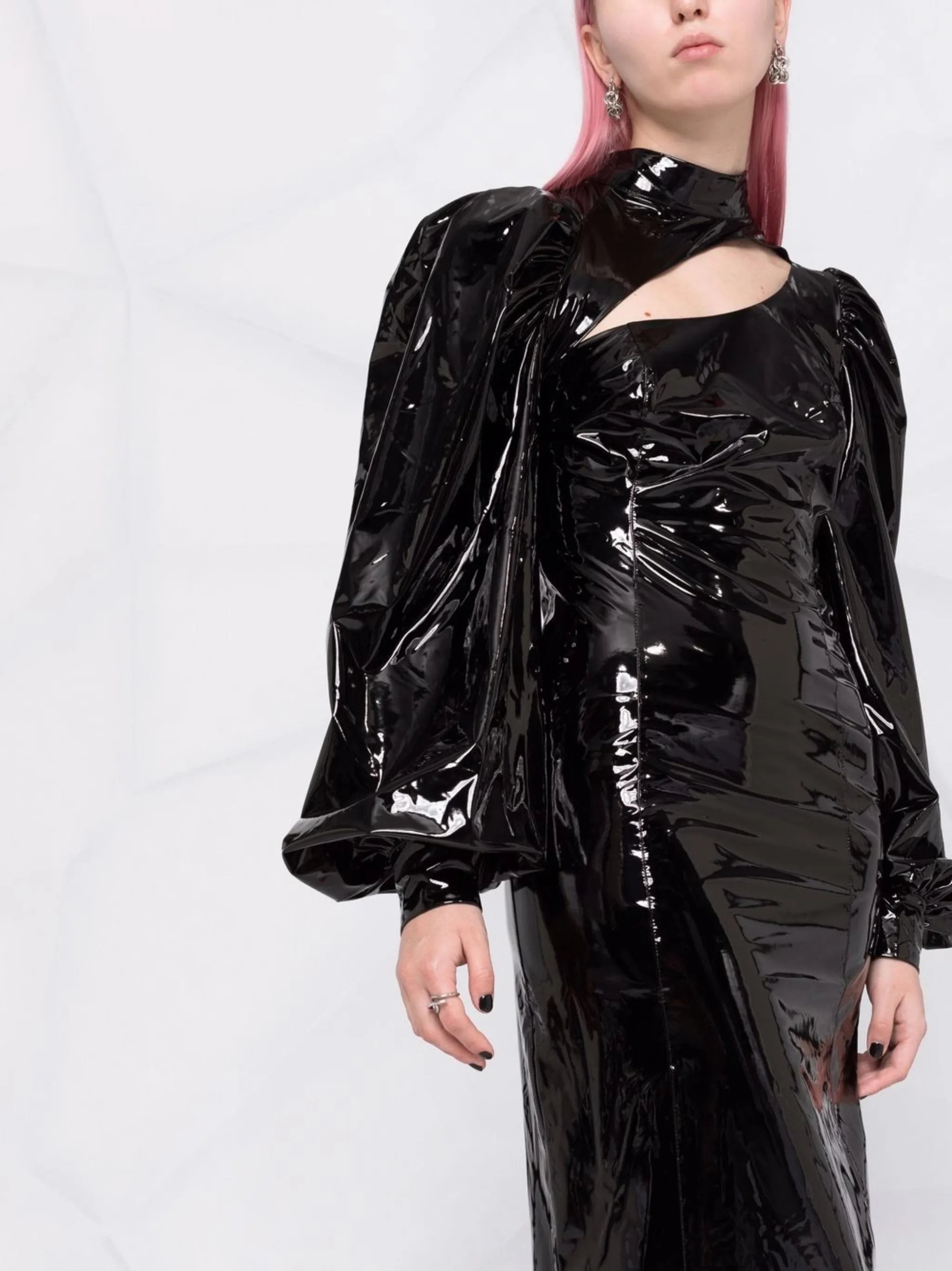 cut-out vinyl midi dress