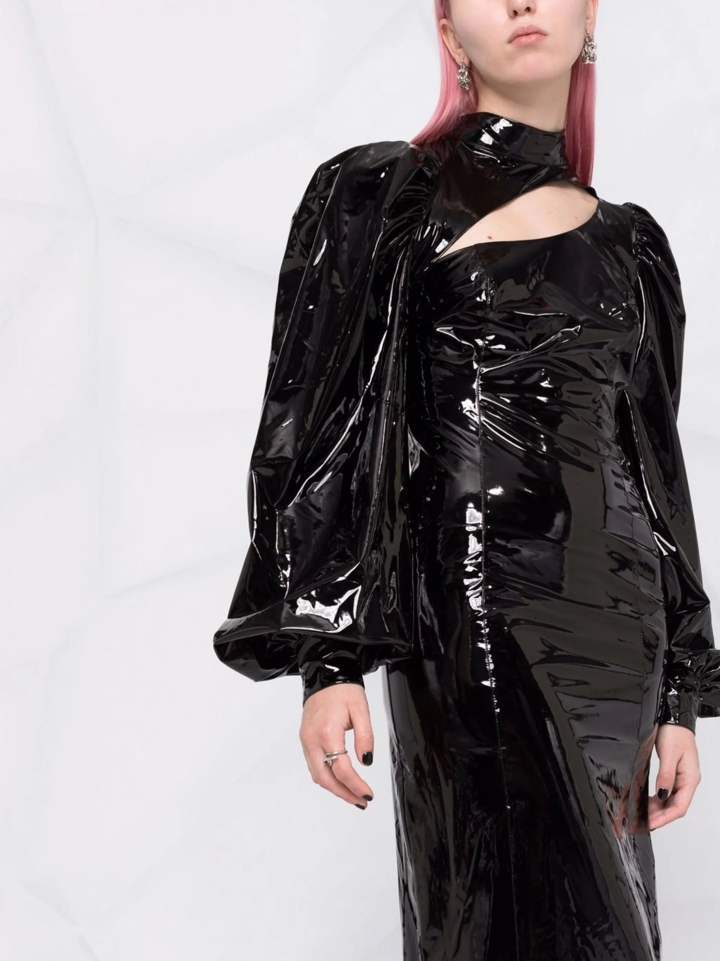 cut-out vinyl midi dress