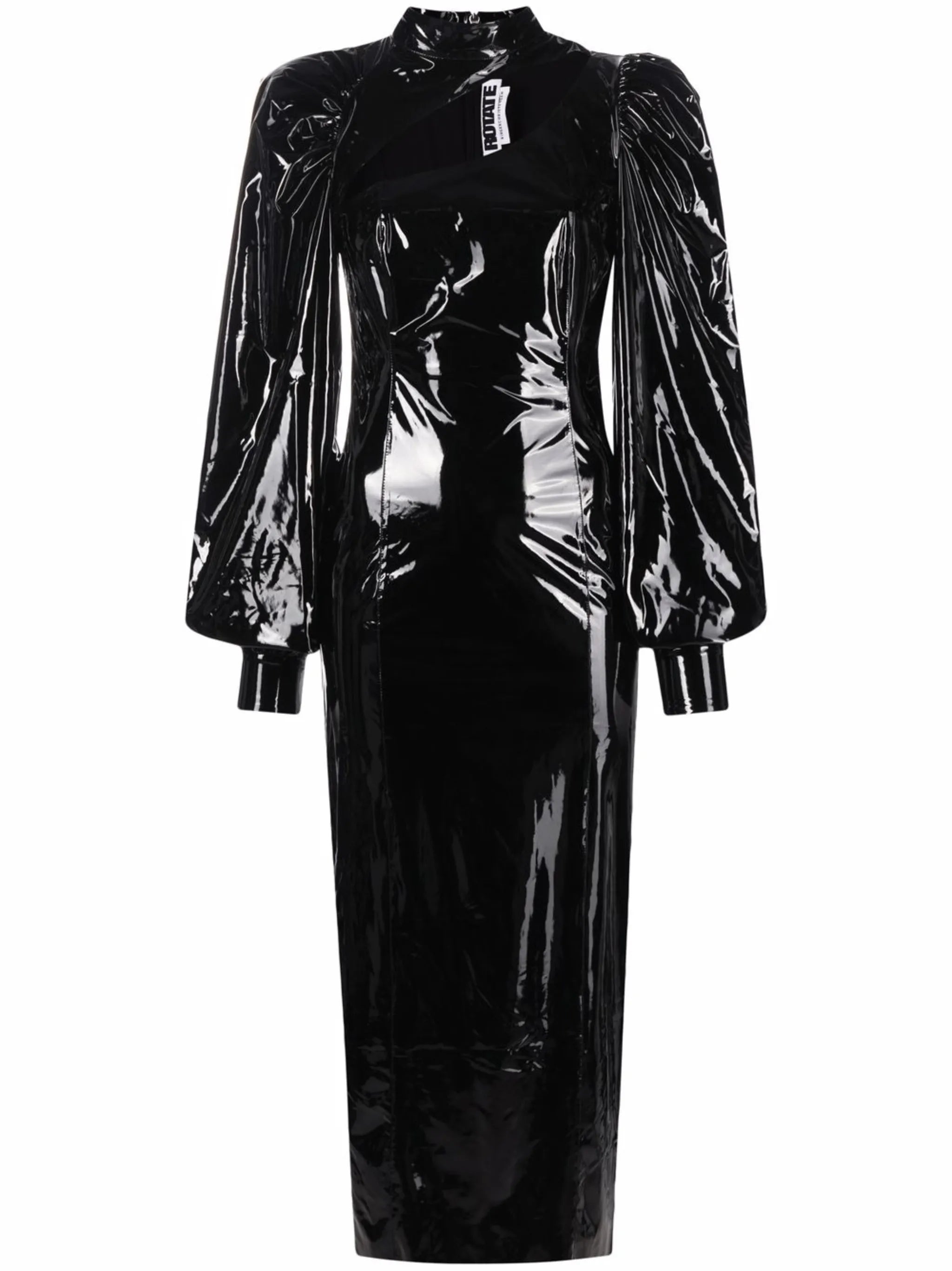 cut-out vinyl midi dress