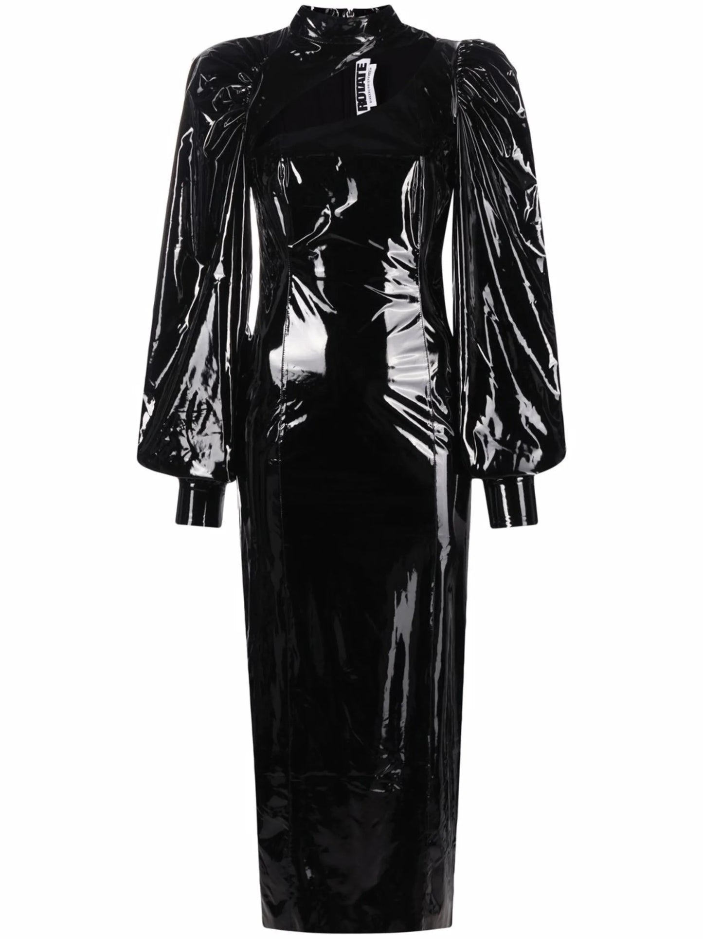 cut-out vinyl midi dress