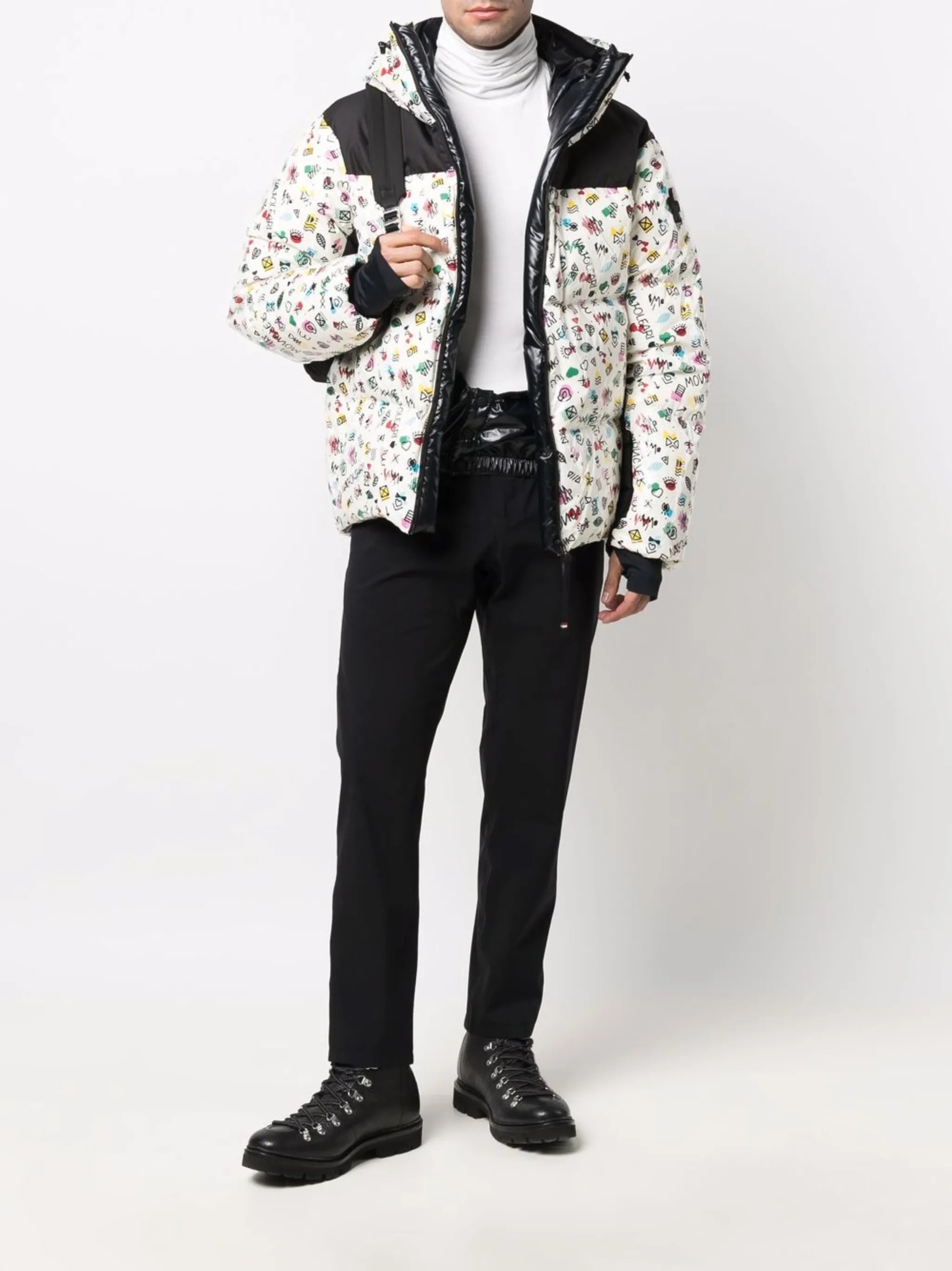 logo-print feather-down padded jacket