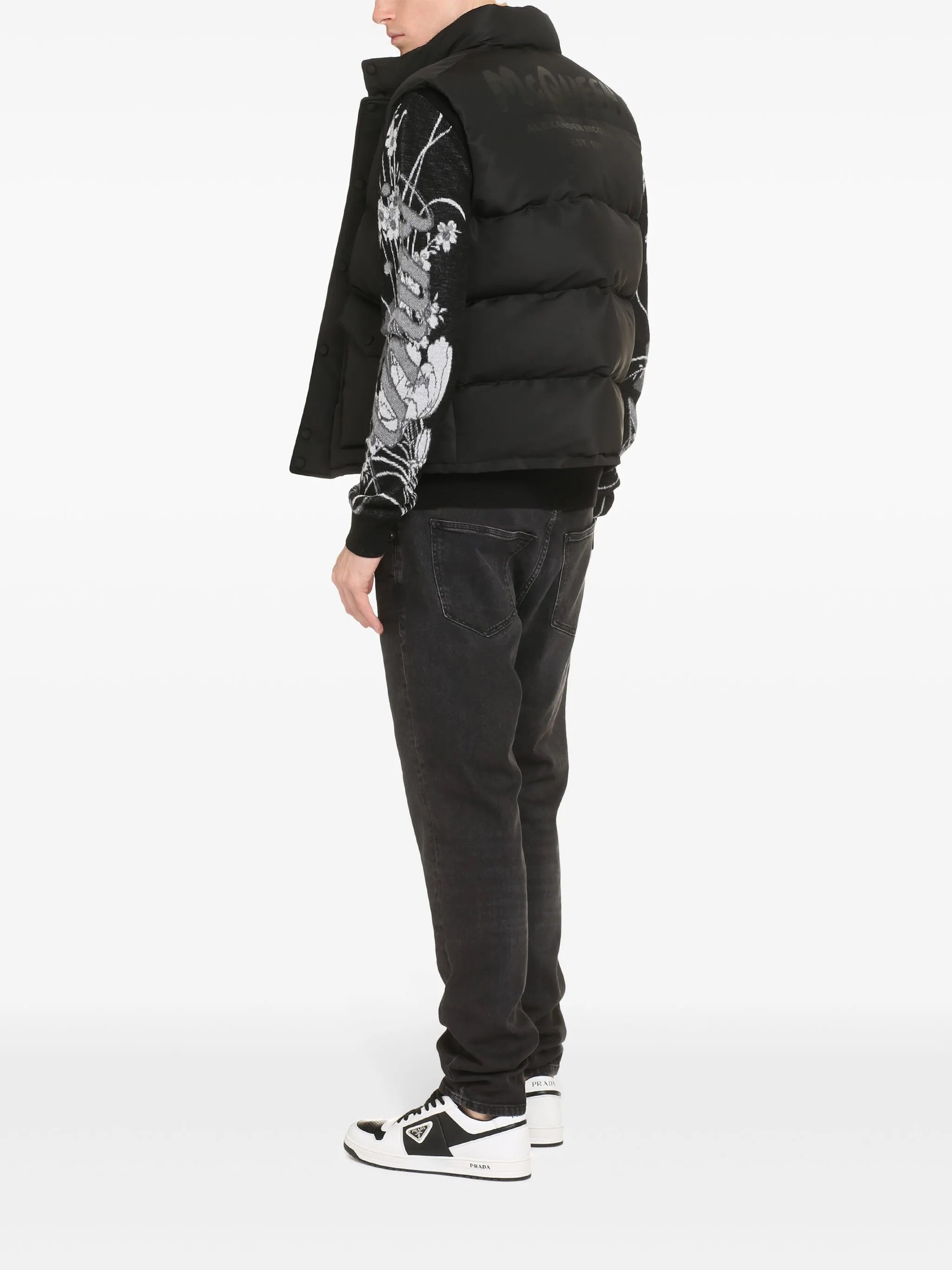 graffiti-print padded gilet