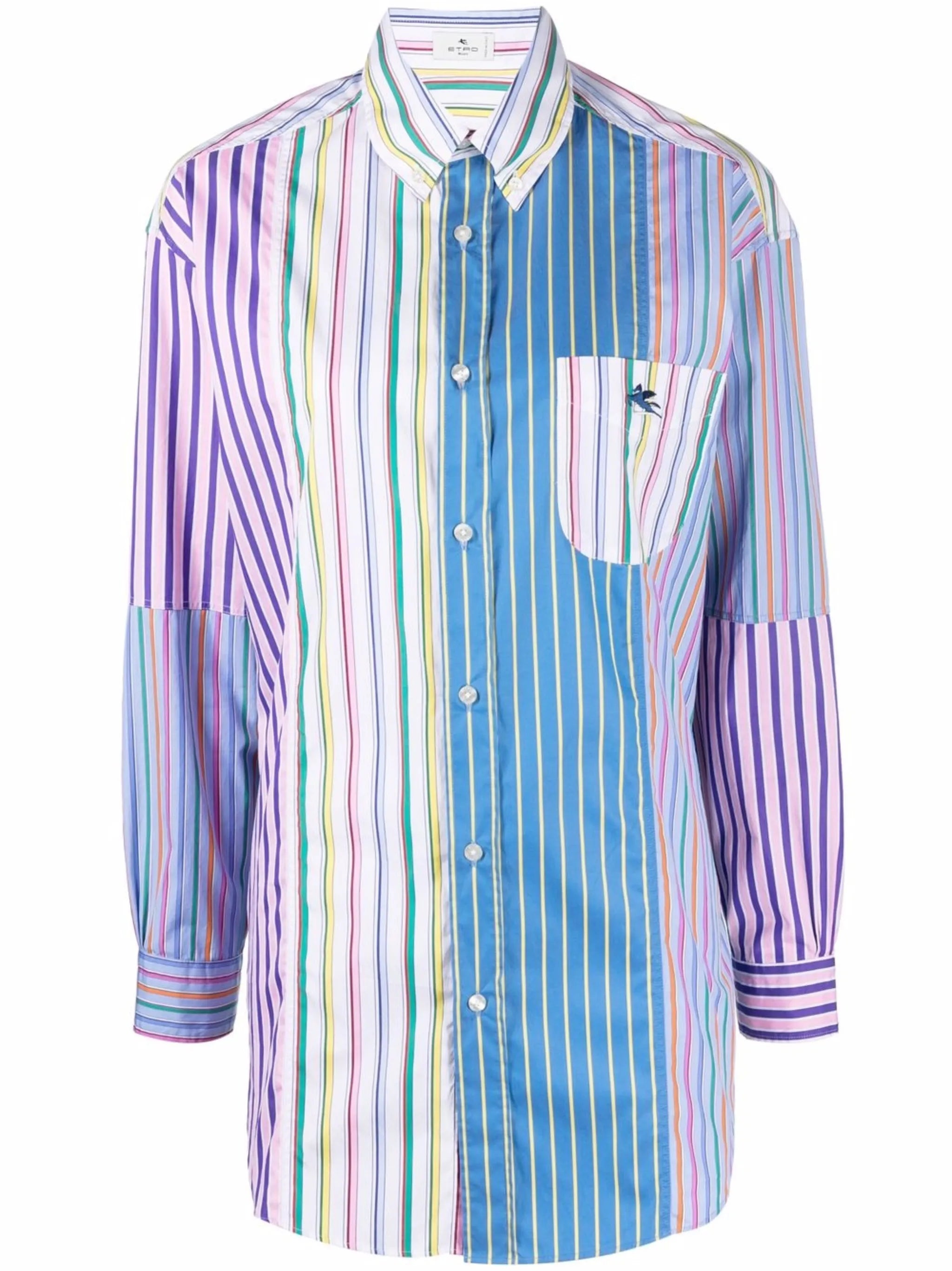 embroidered-Pegaso striped shirt