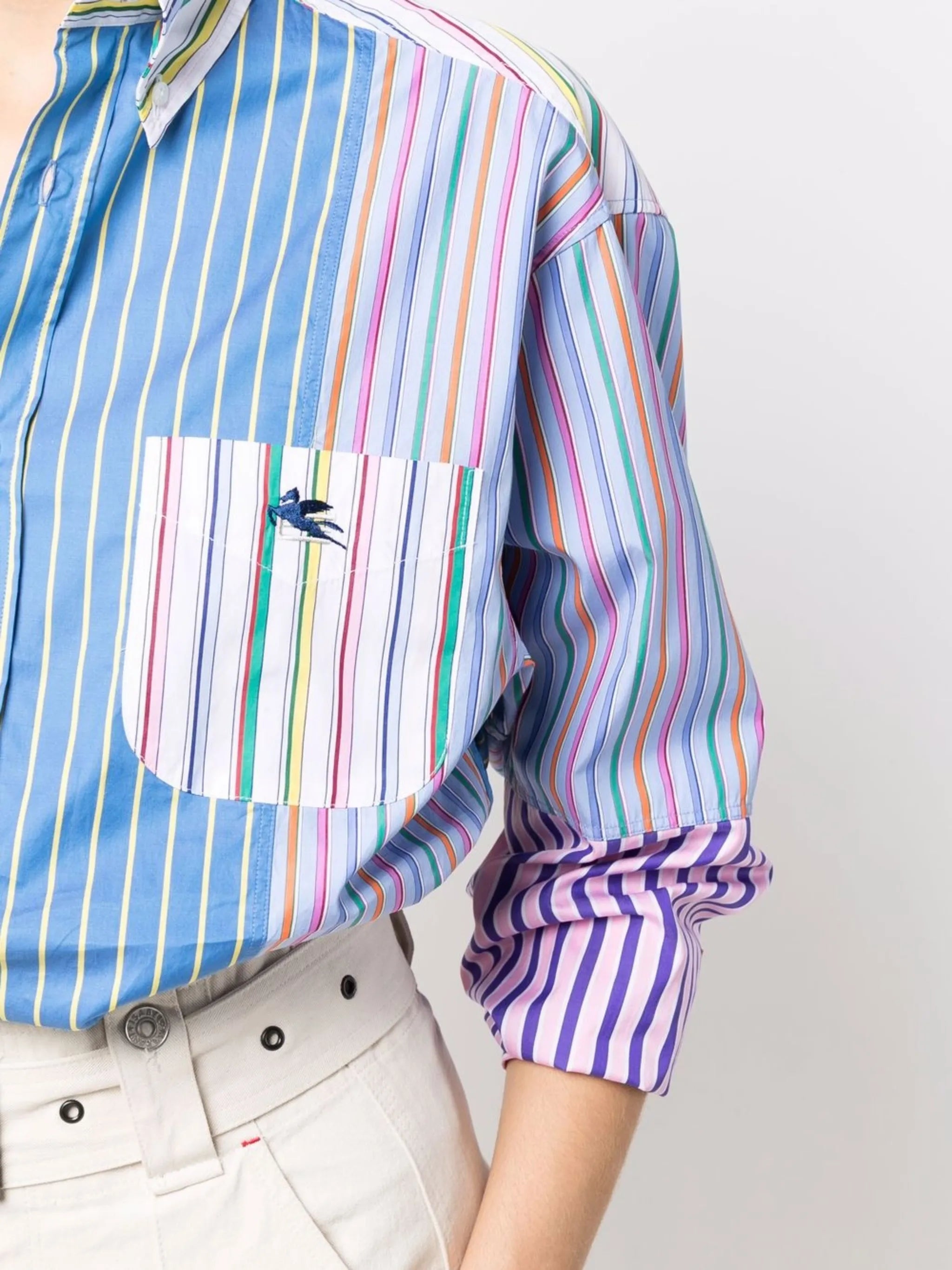 embroidered-Pegaso striped shirt