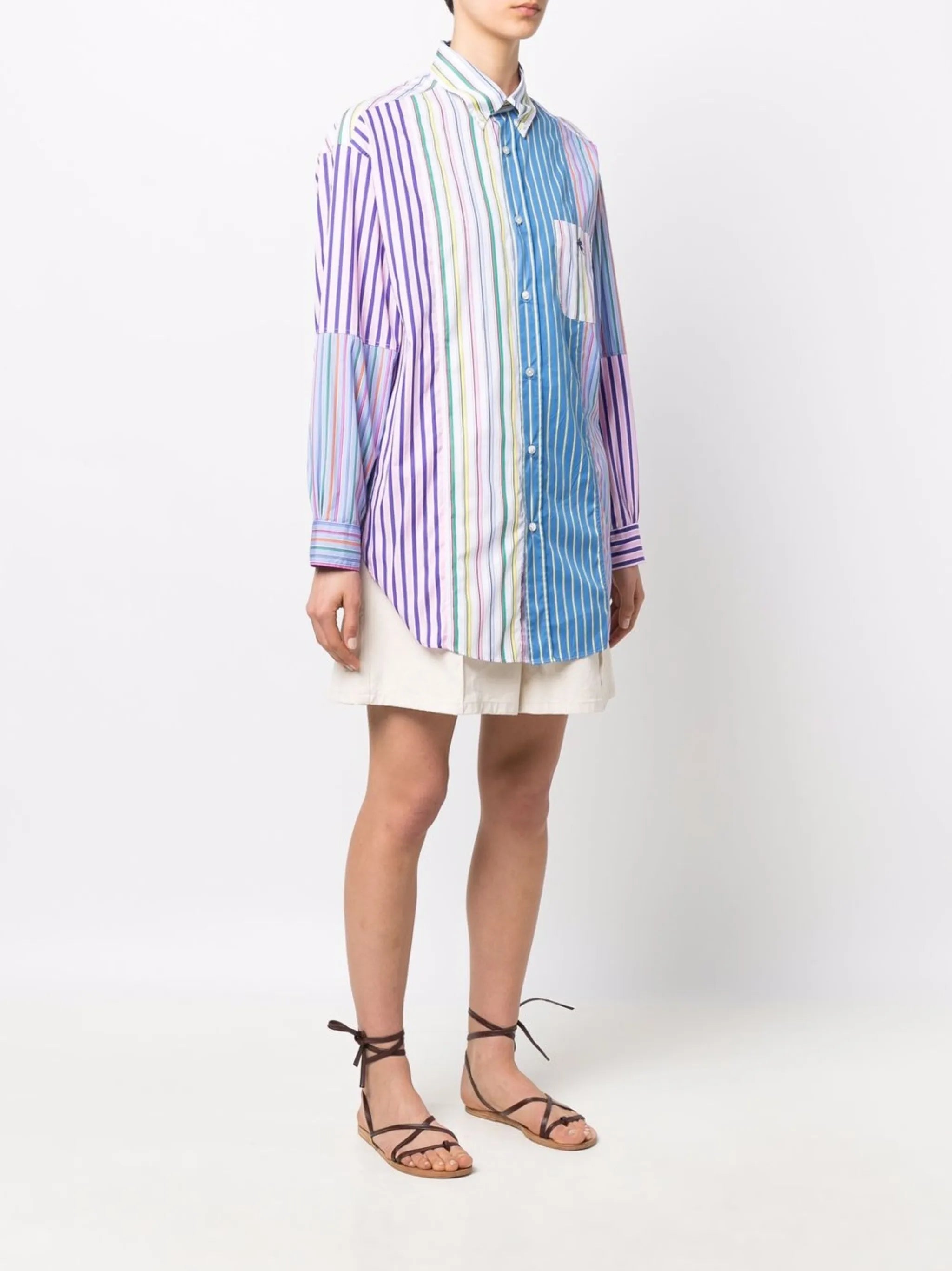 embroidered-Pegaso striped shirt