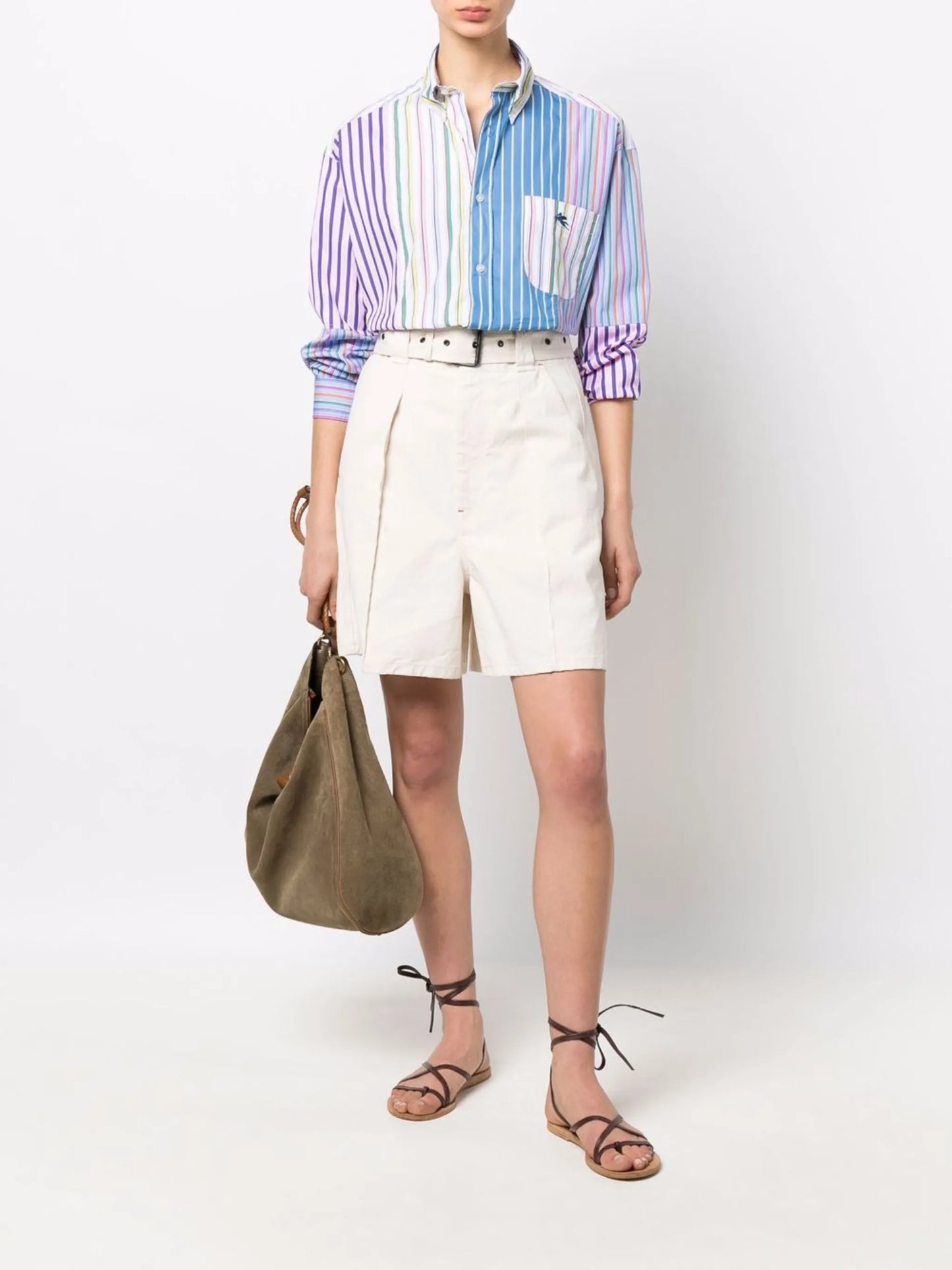 embroidered-Pegaso striped shirt