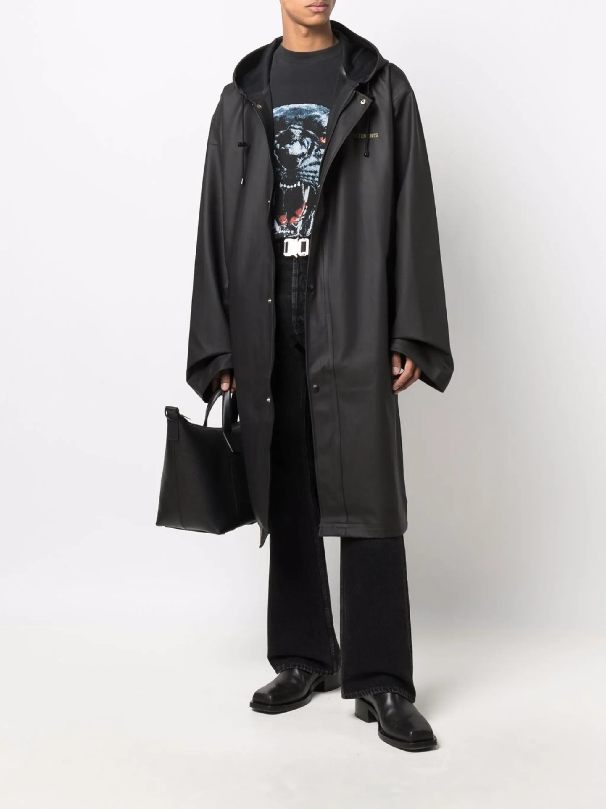 logo-print raincoat