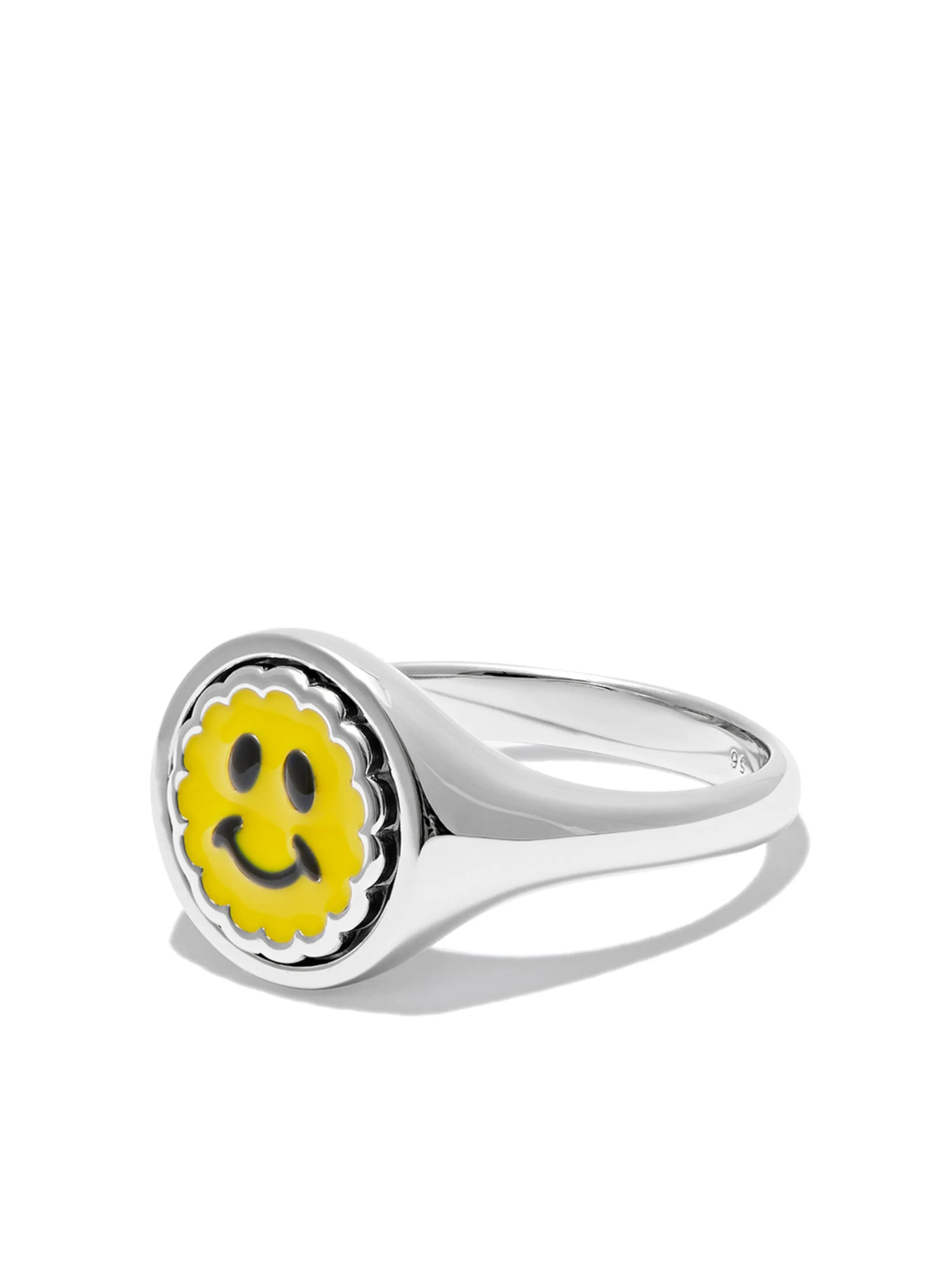 smiley face-detail signet ring