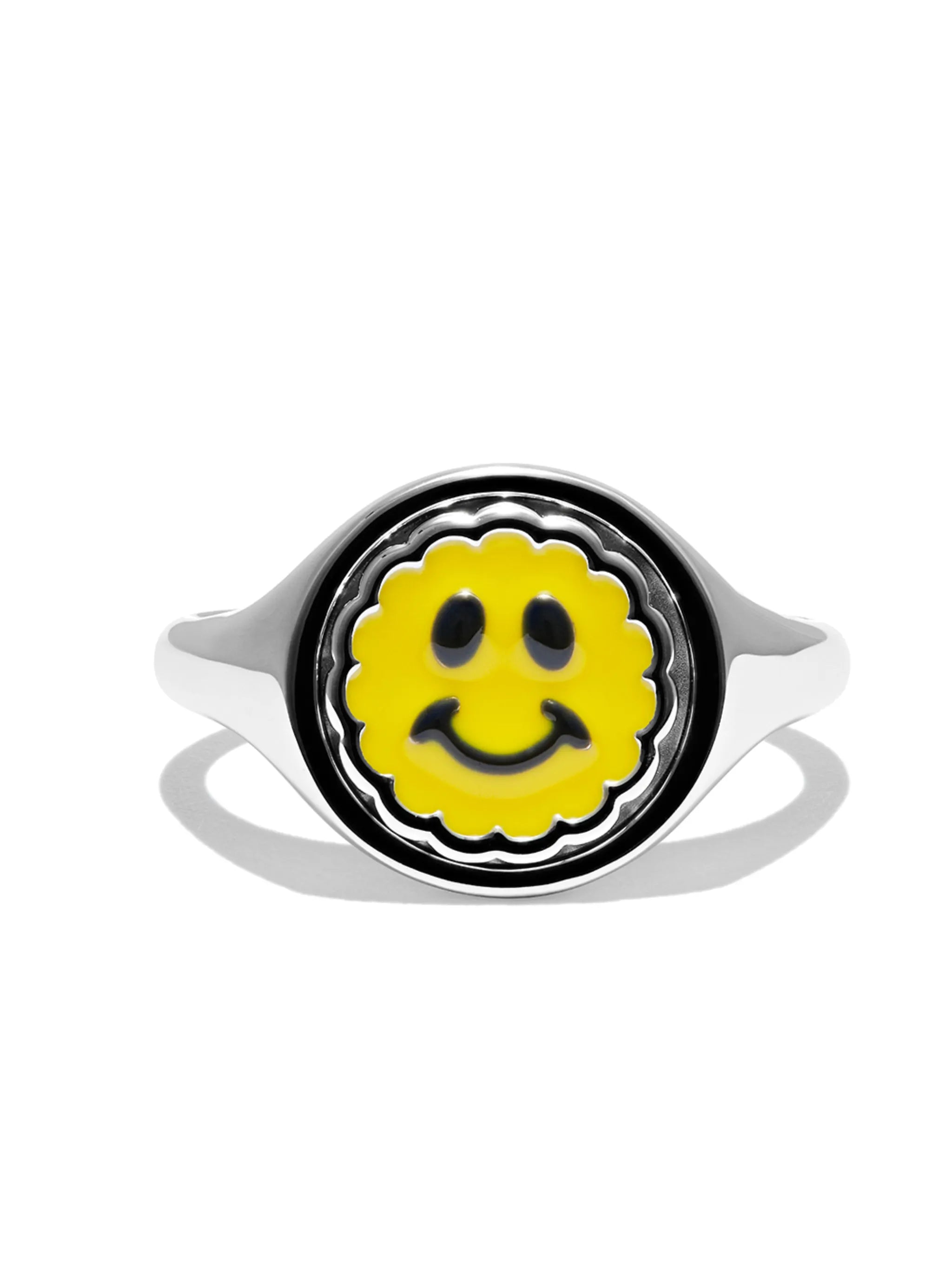 smiley face-detail signet ring