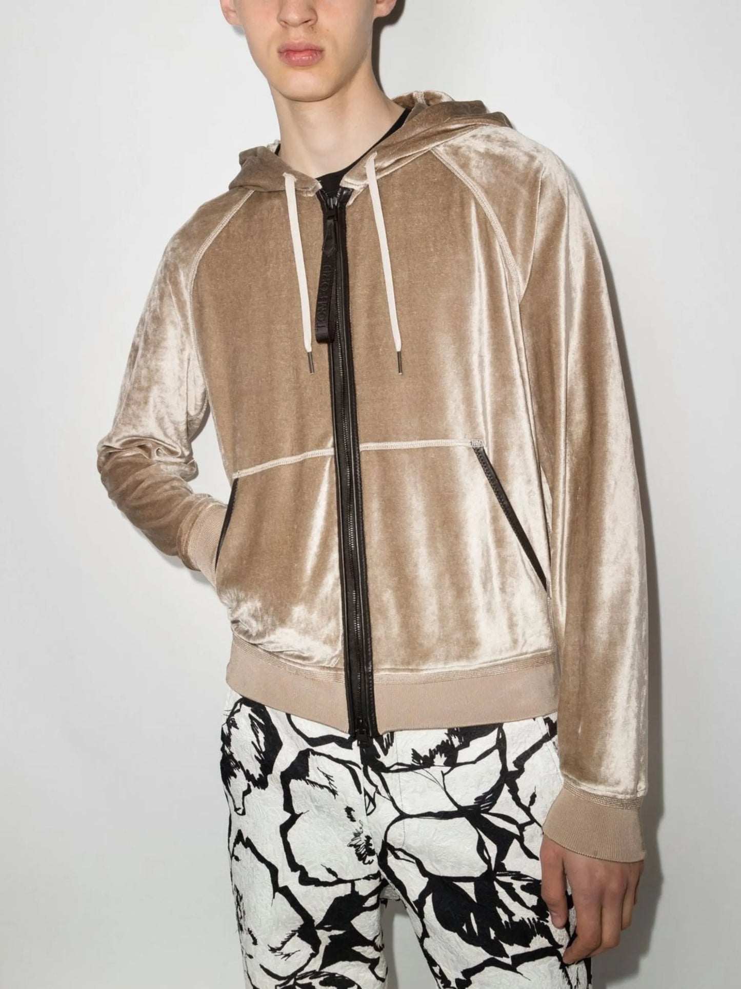velour zipped hoodie