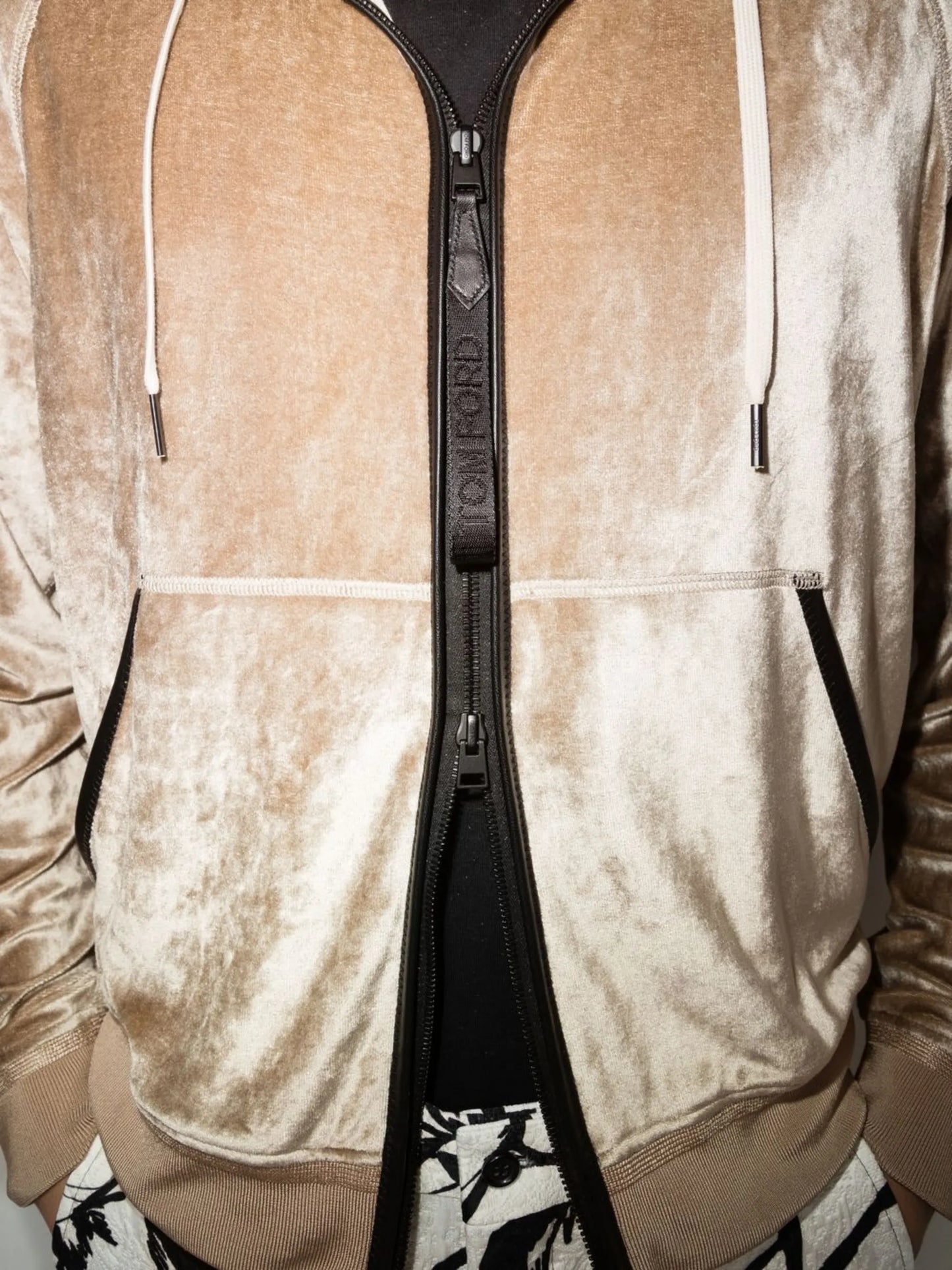 velour zipped hoodie
