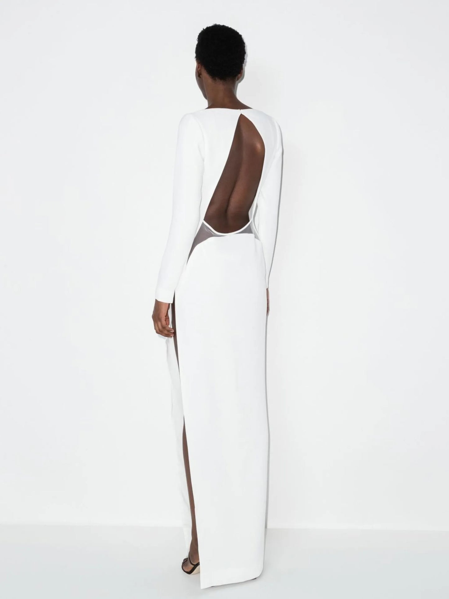 cut-out scoop neck gown