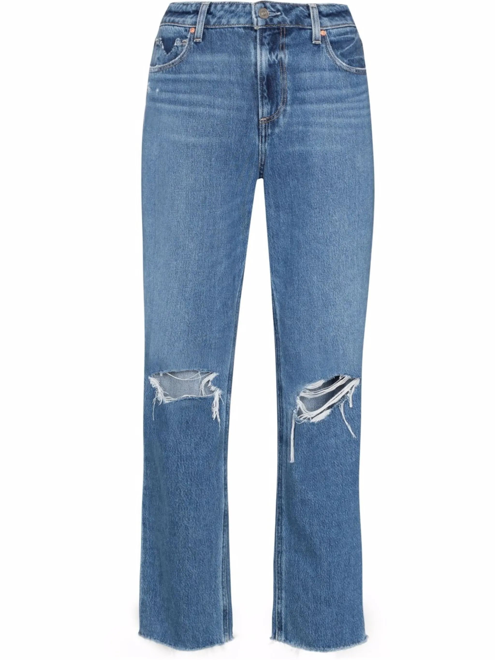 Noella distressed low-rise straight-leg jeans