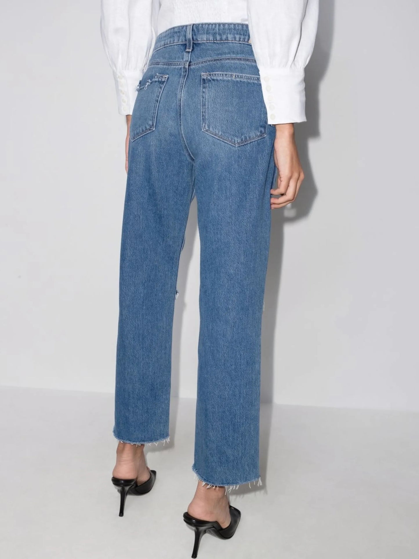 Noella distressed low-rise straight-leg jeans