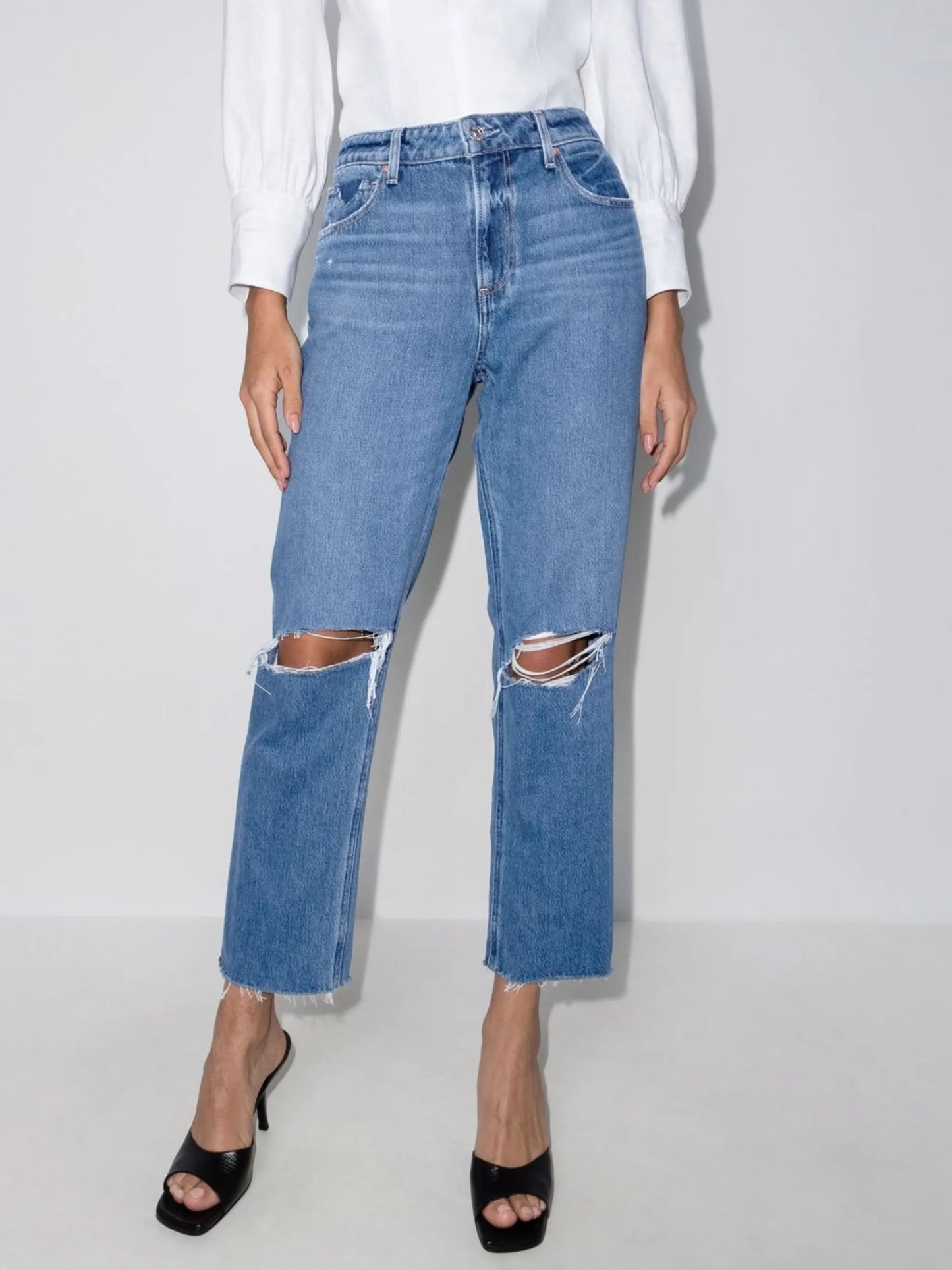 Noella distressed low-rise straight-leg jeans