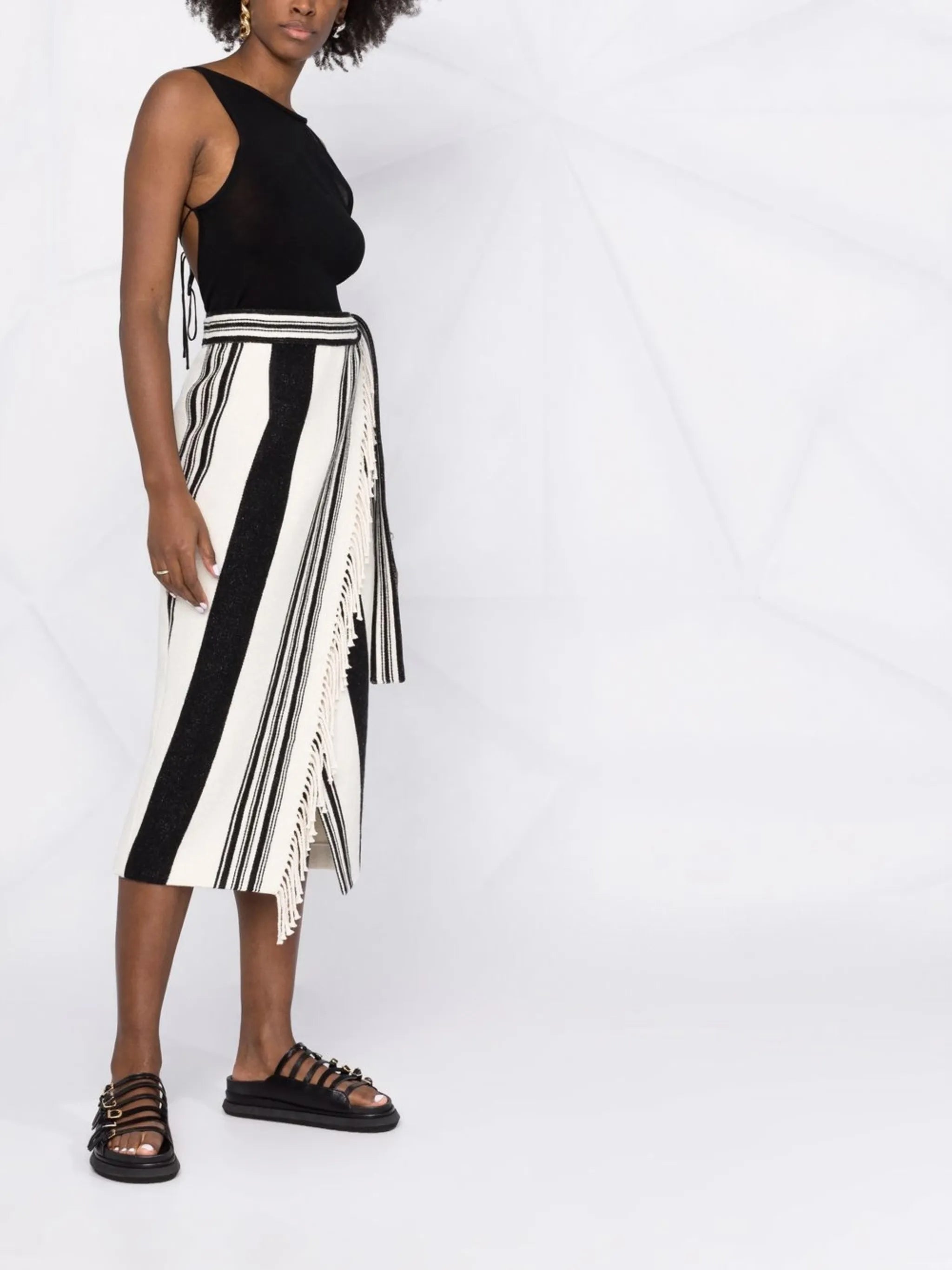 striped wrap skirt