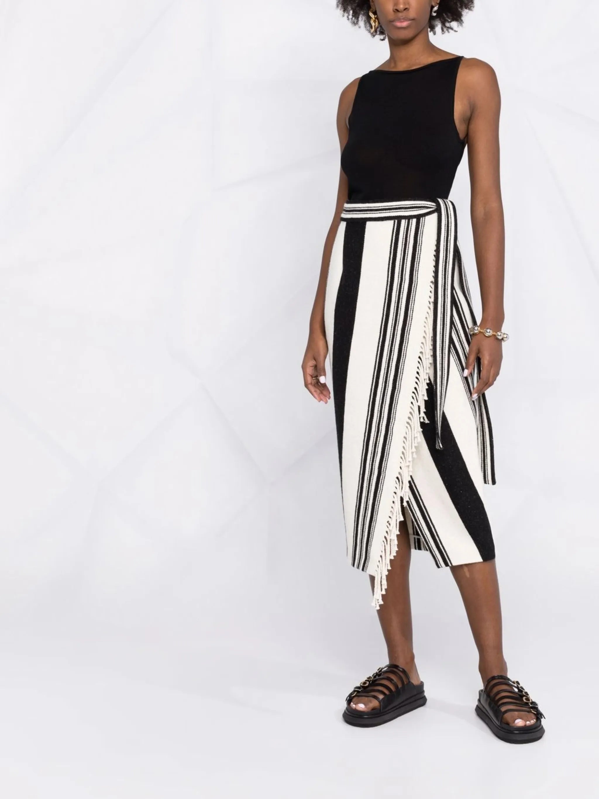 striped wrap skirt