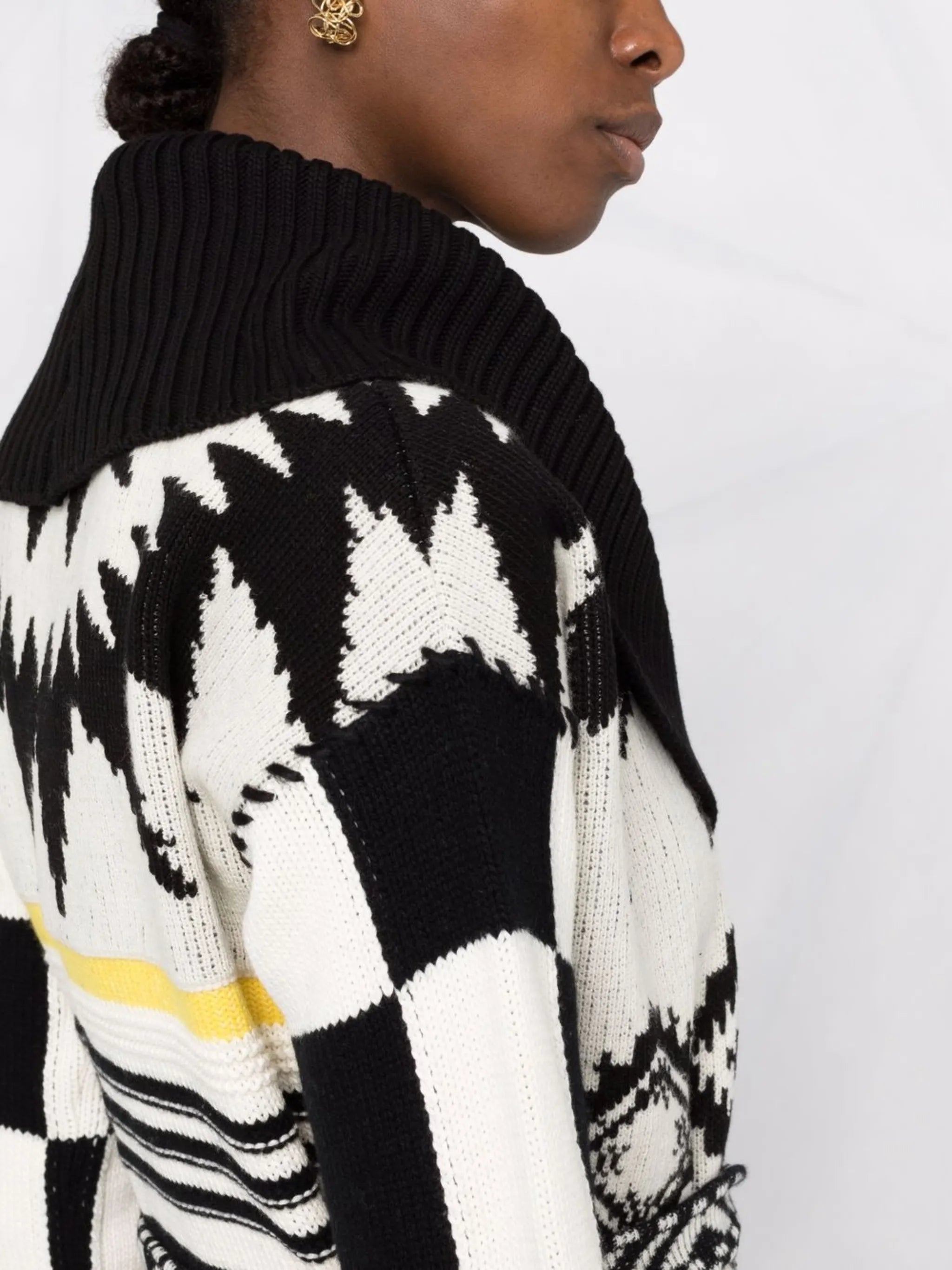 intarsia-knit belted cardi-coat