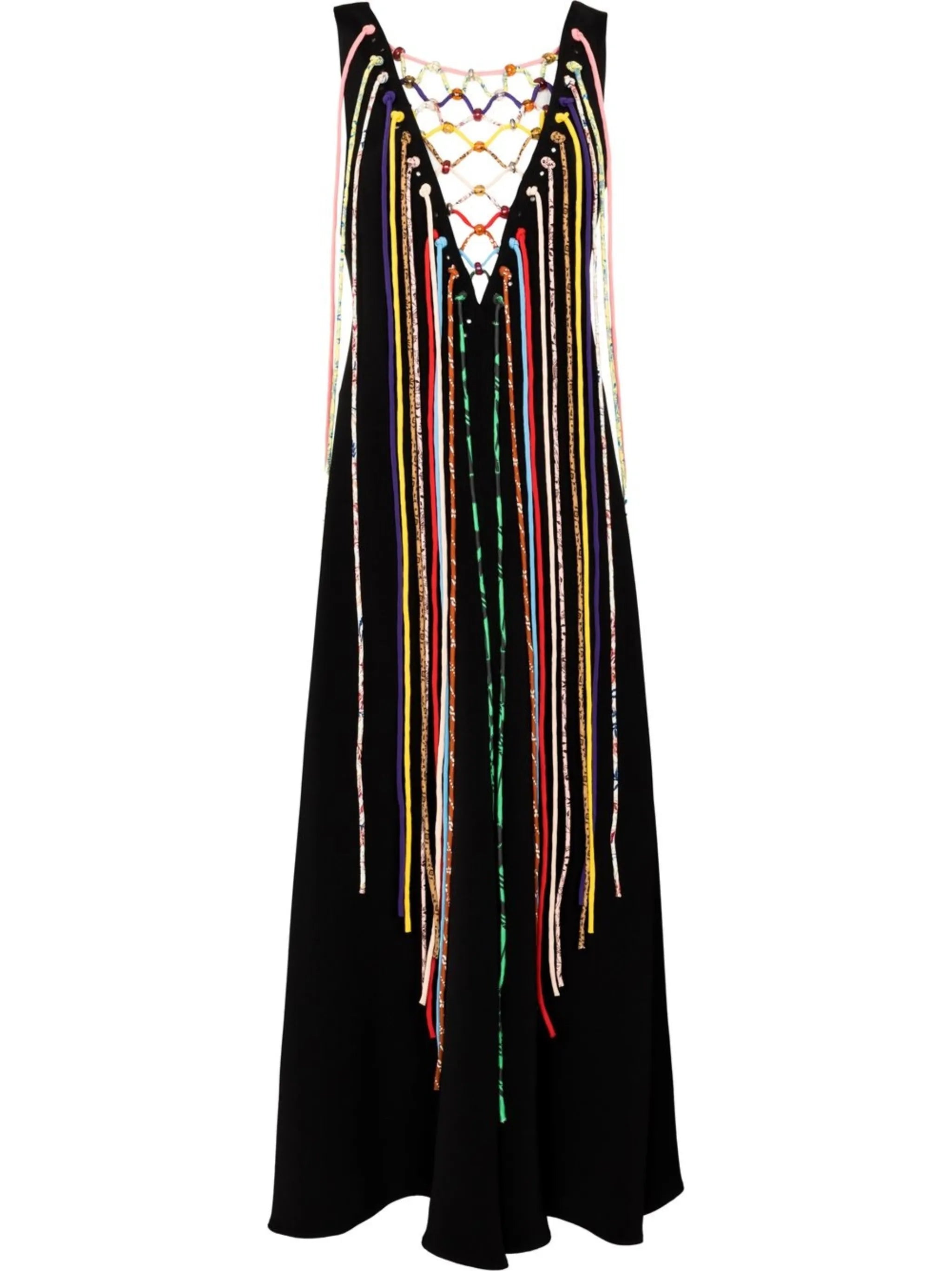 macramé-detail flared dress
