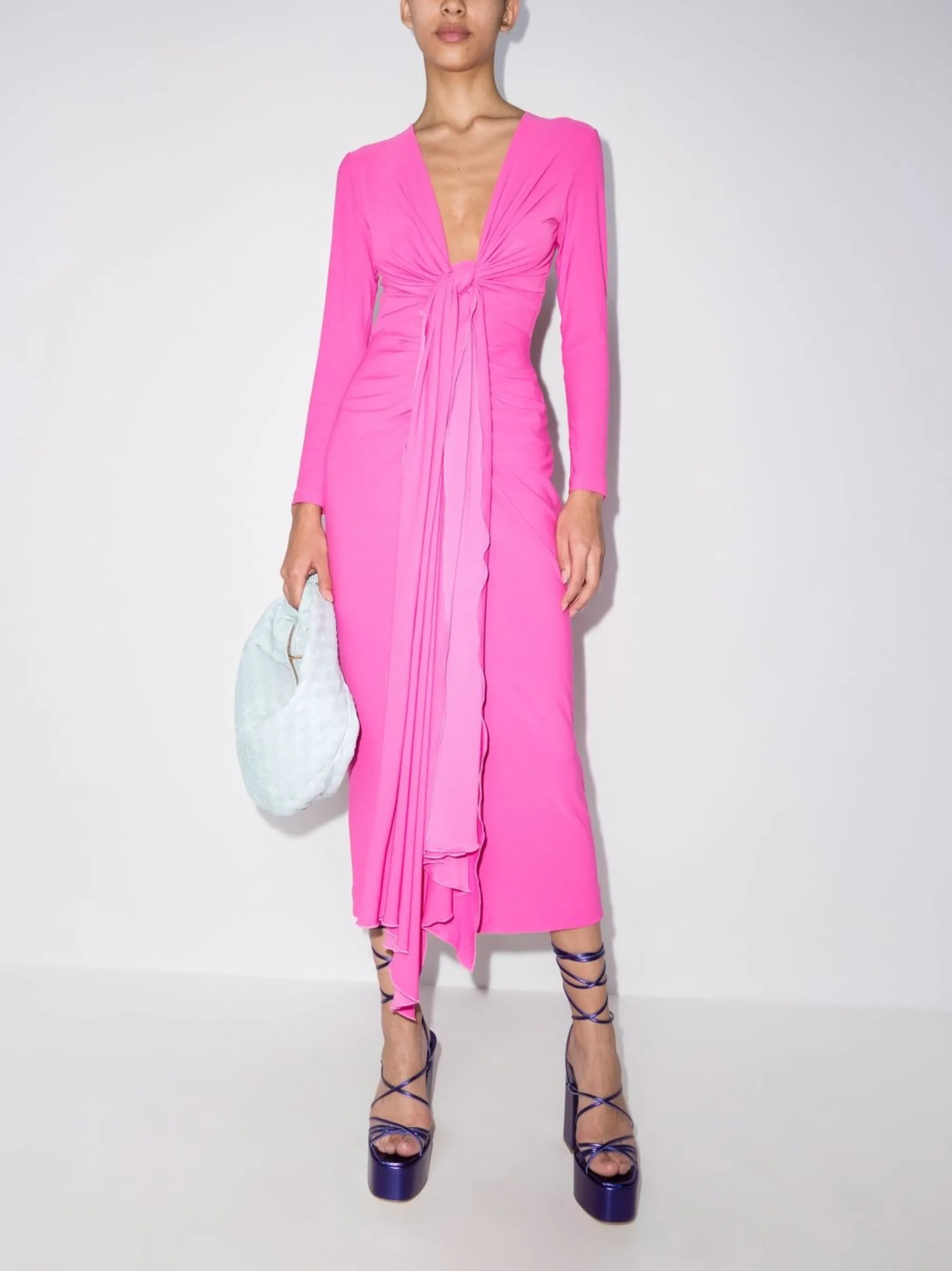 Lorena twisted-front midi dress