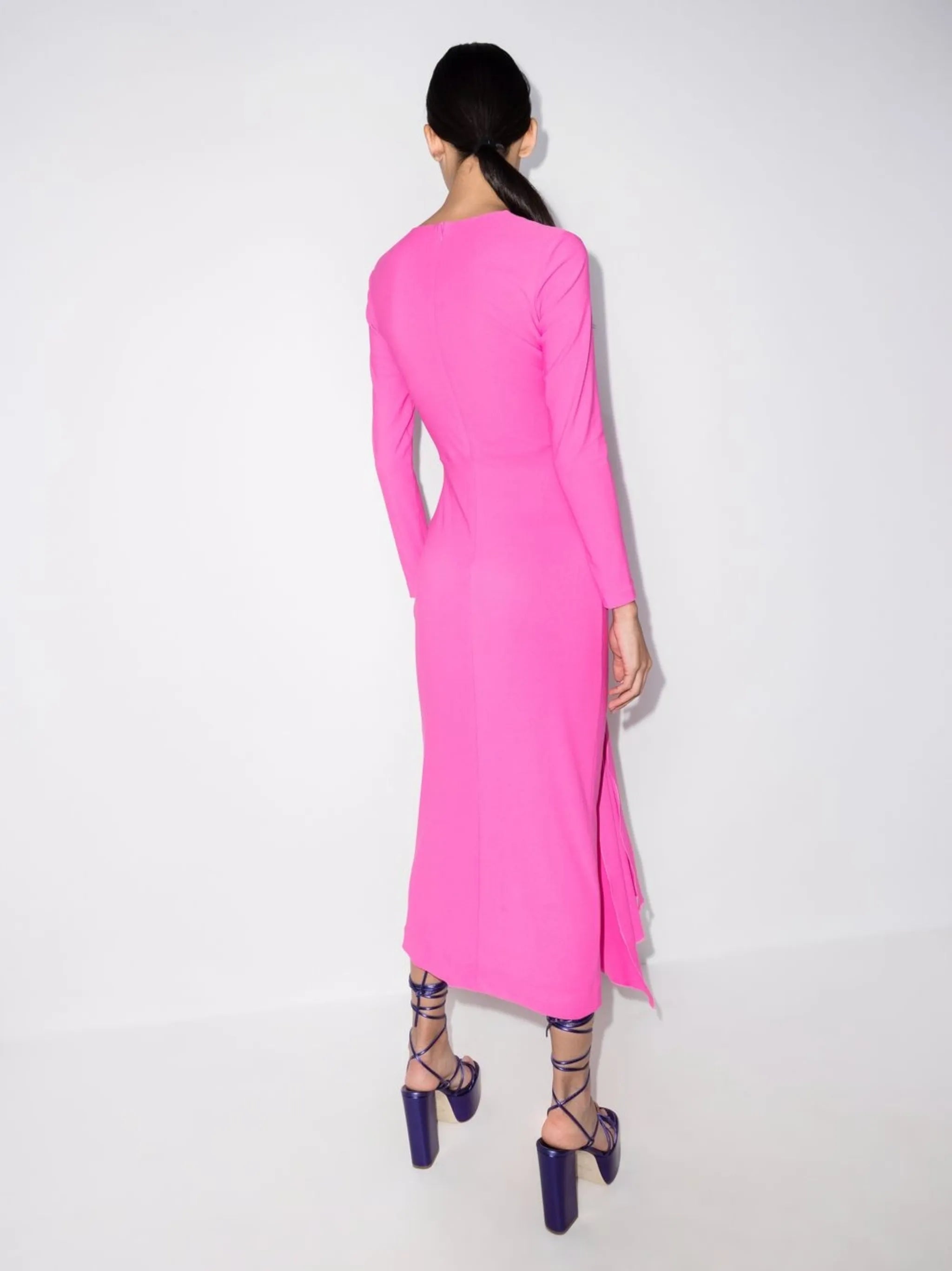 Lorena twisted-front midi dress