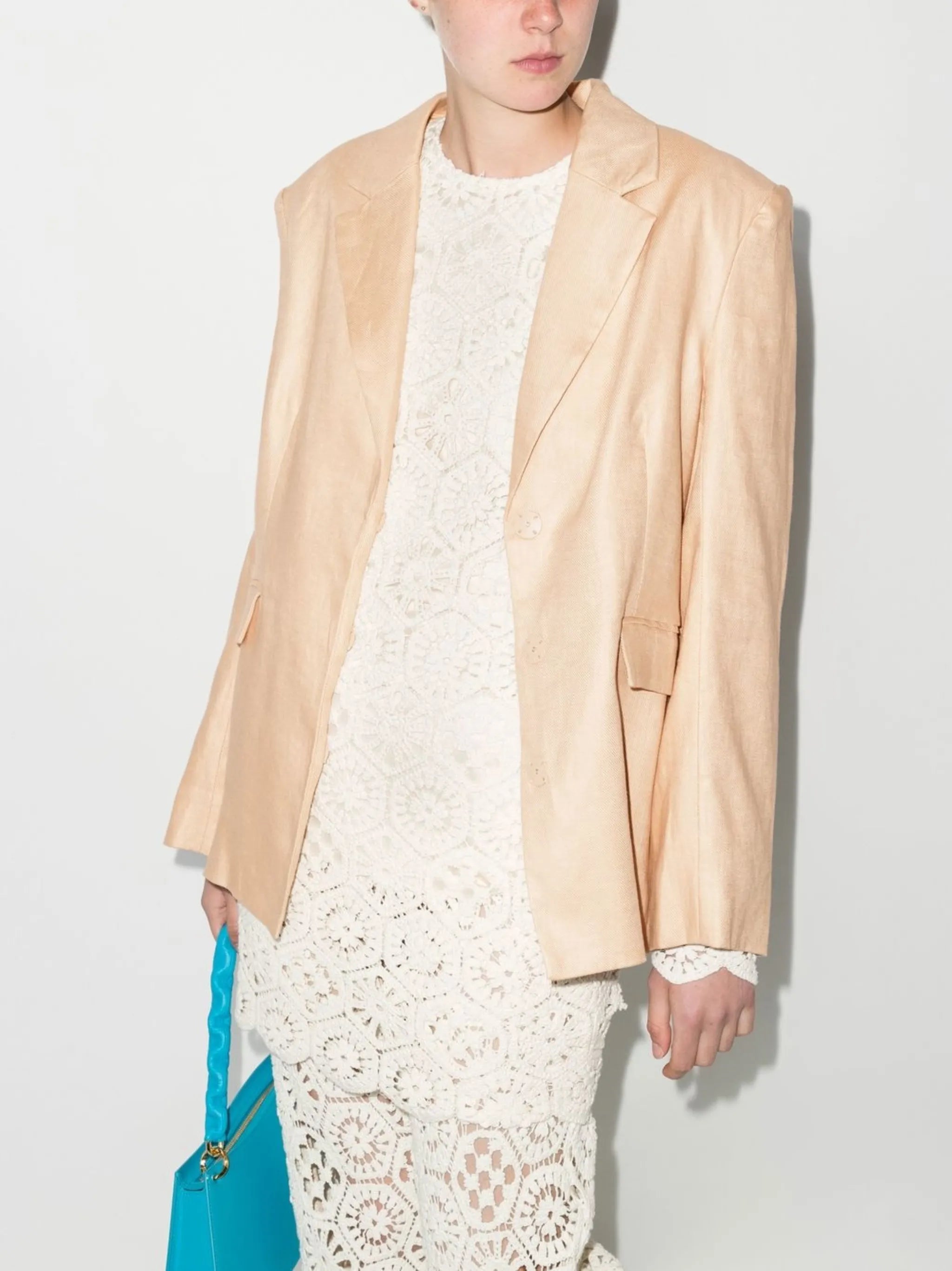 single-breasted linen blazer