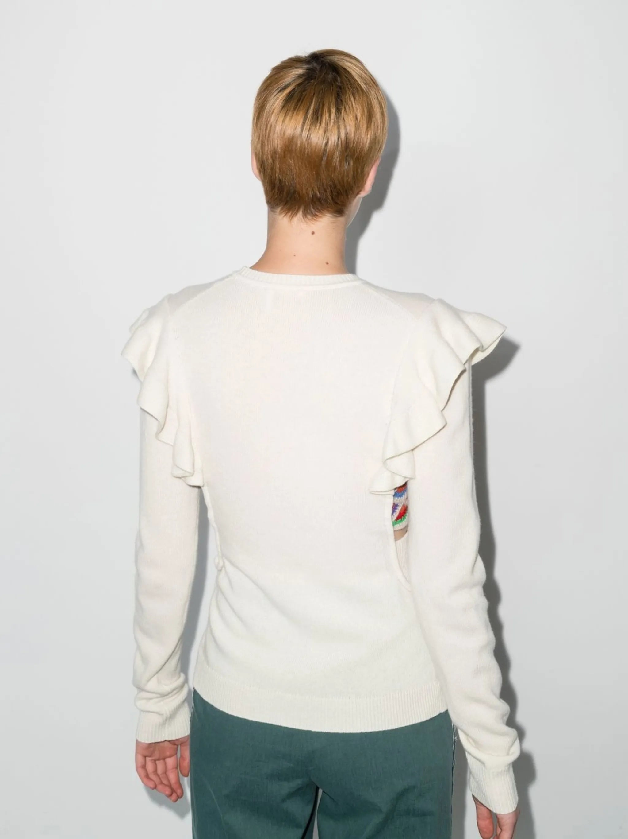 ruffled cut-out jumper