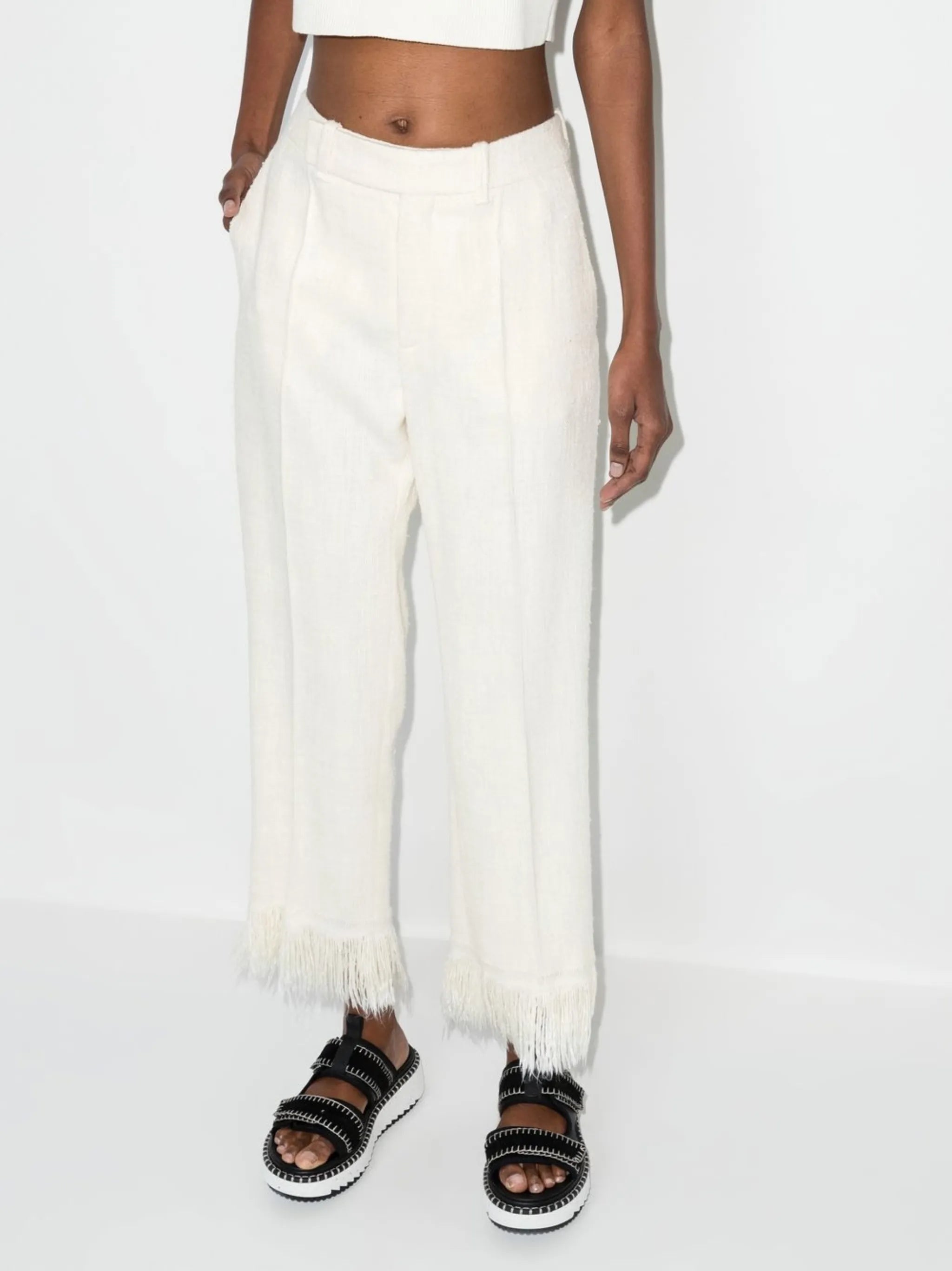 fringe detailing tailored trousers