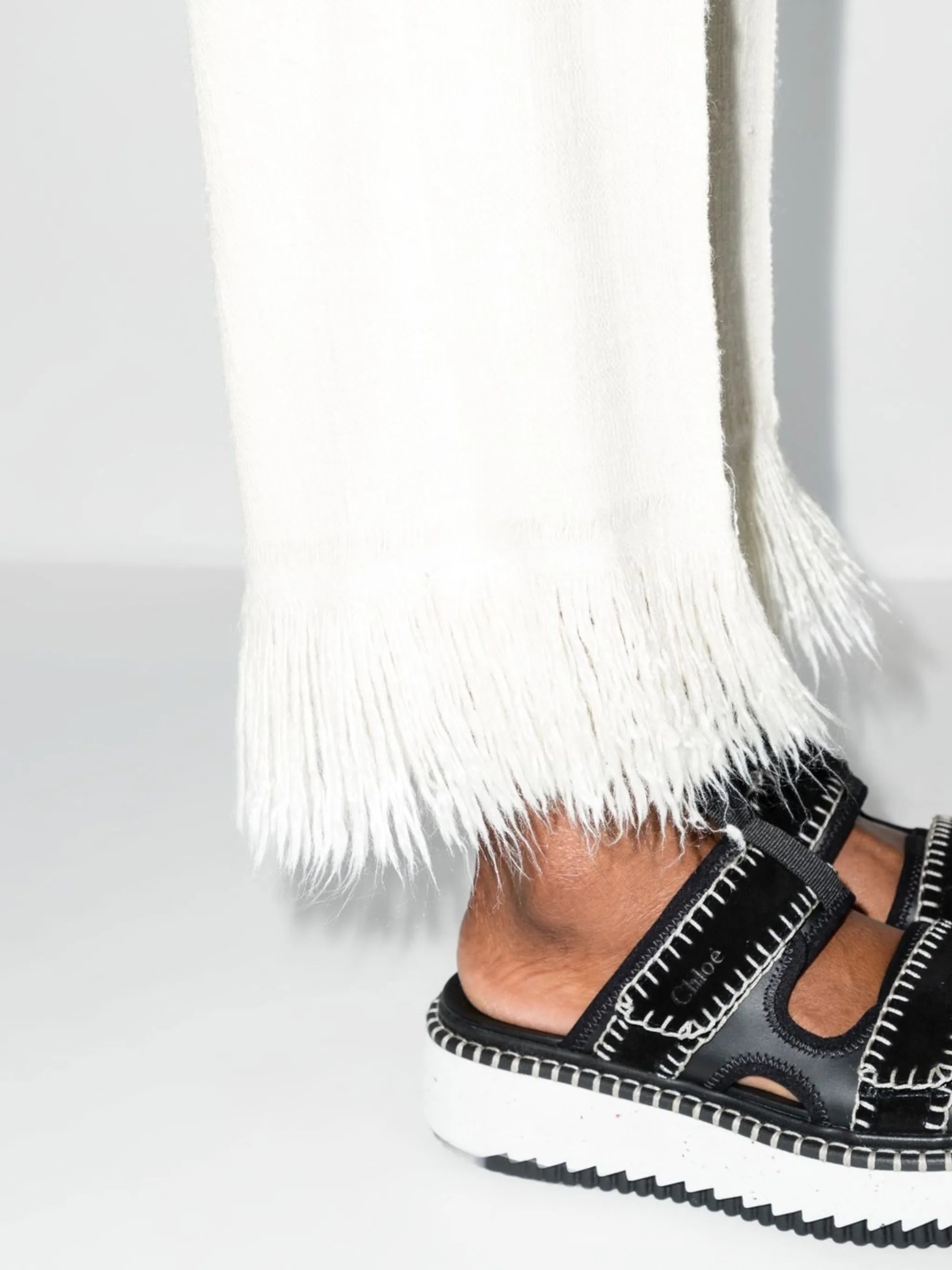 fringe detailing tailored trousers