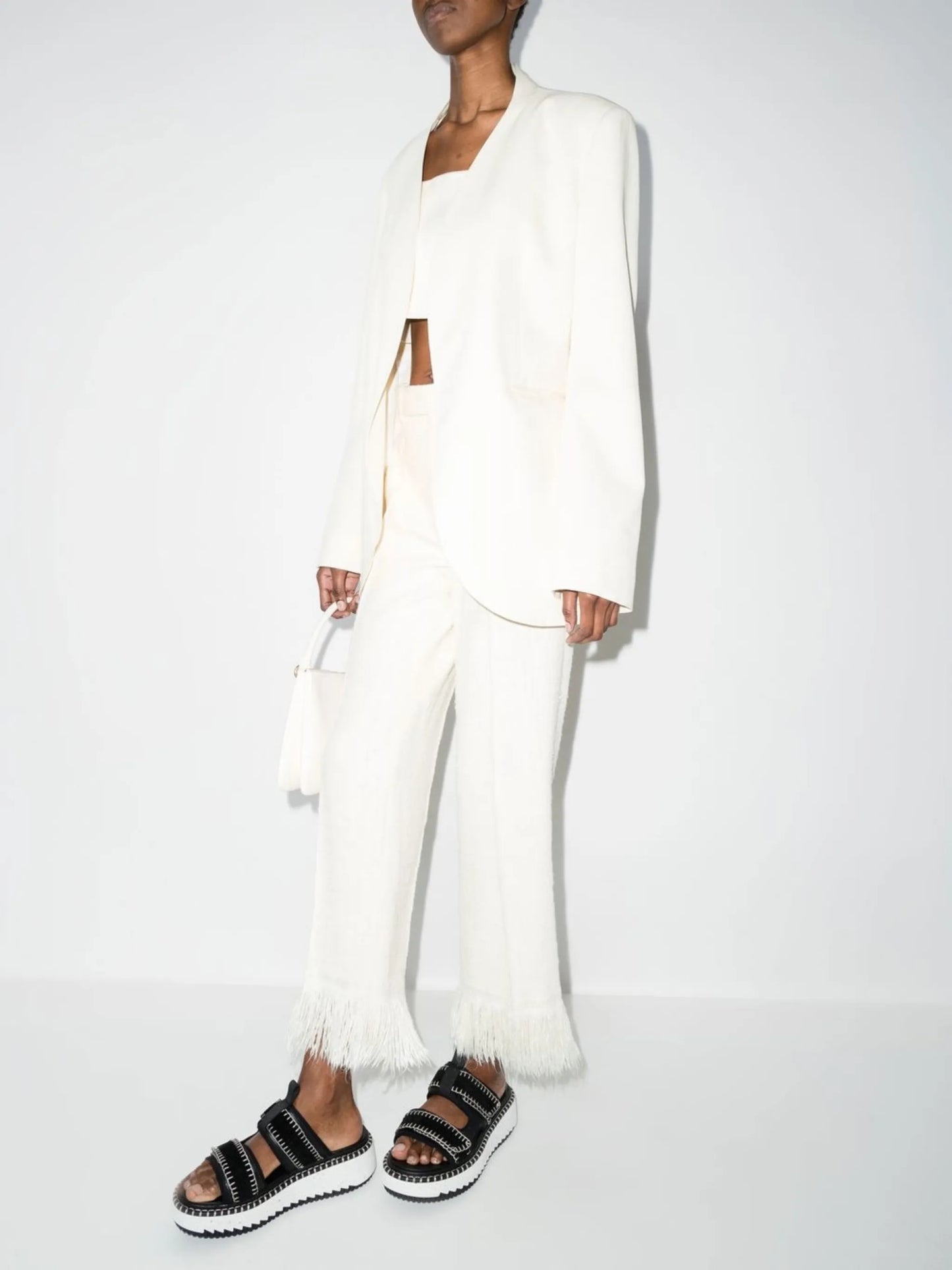 fringe detailing tailored trousers