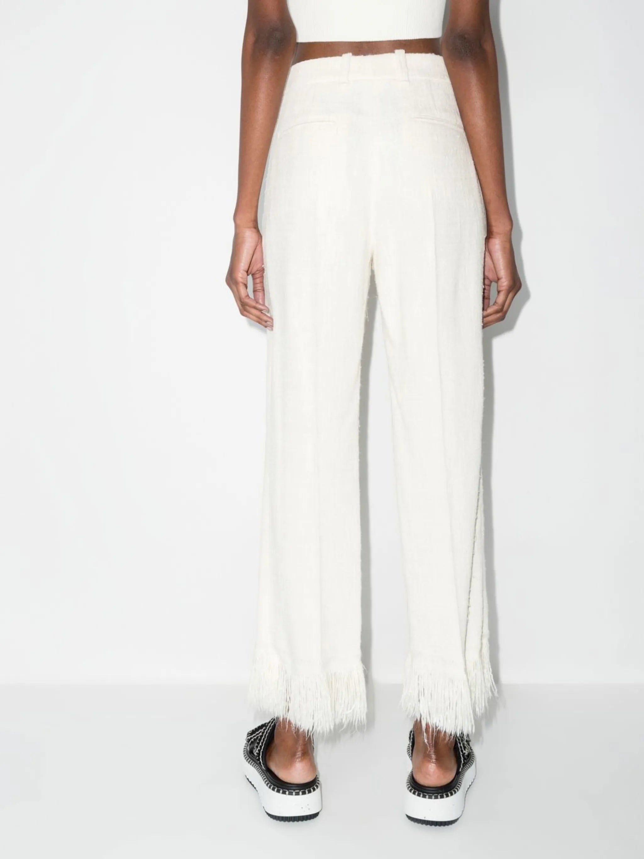 fringe detailing tailored trousers