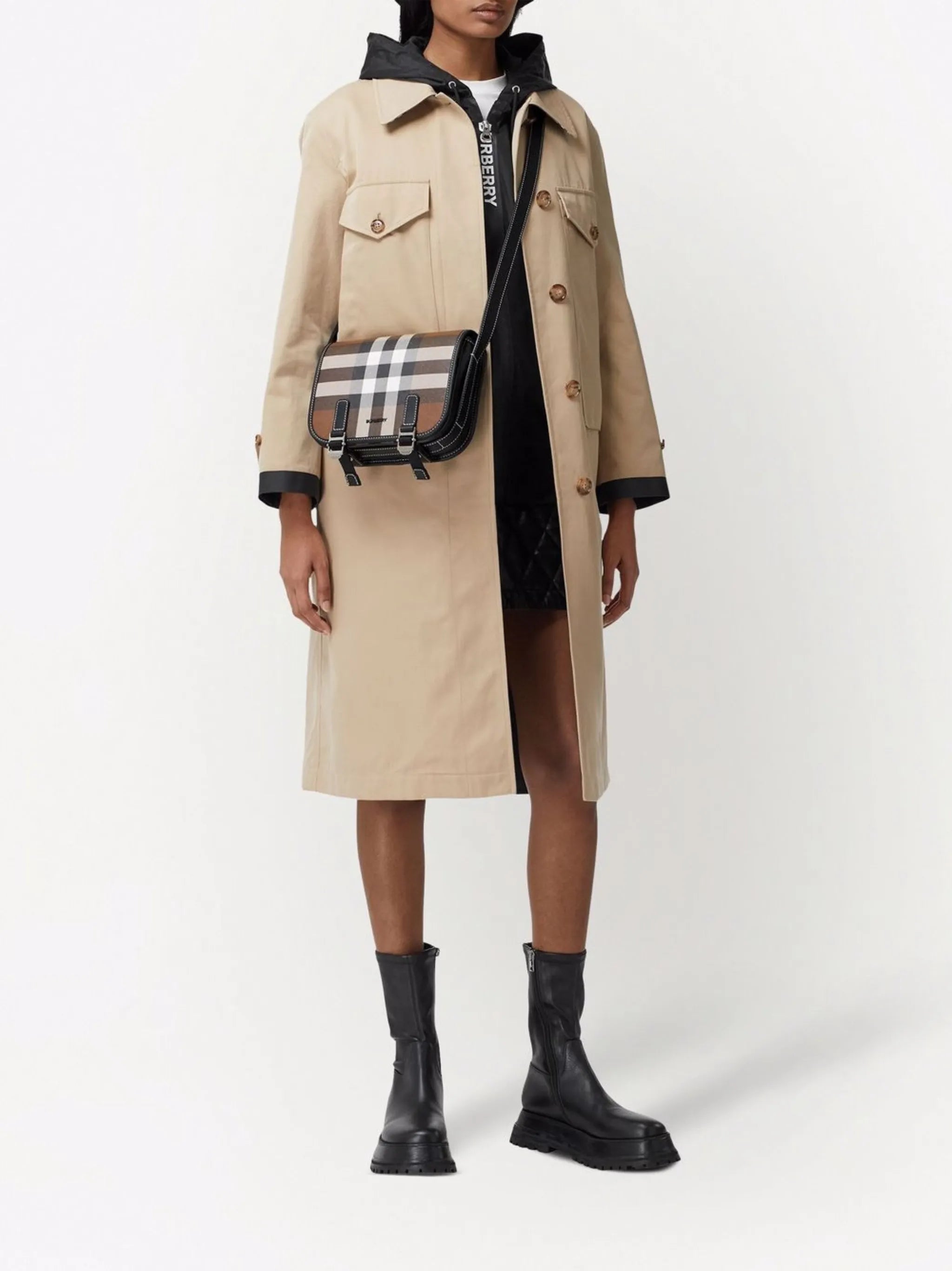check-print messenger bag