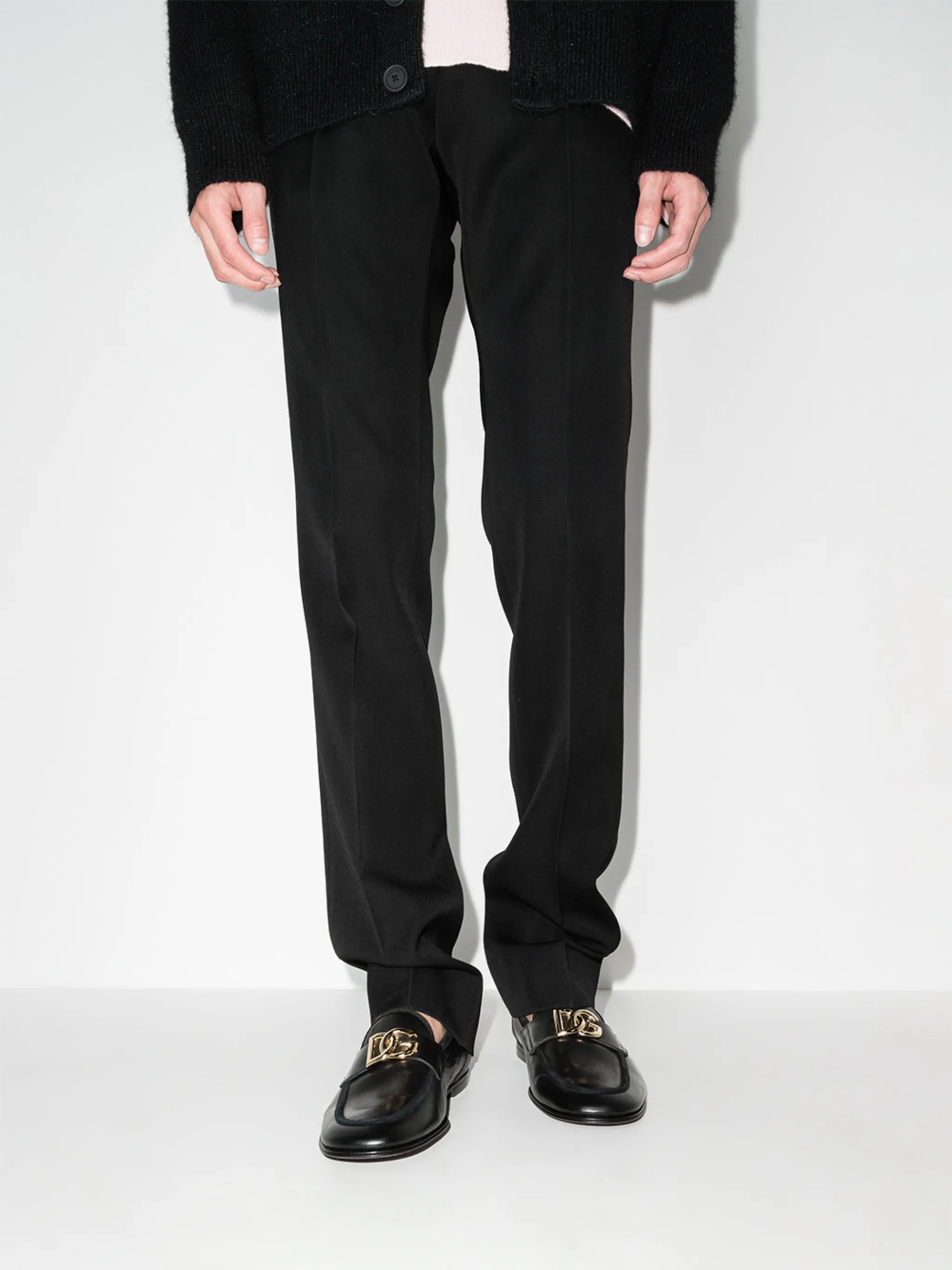 DG-plaque leather loafers