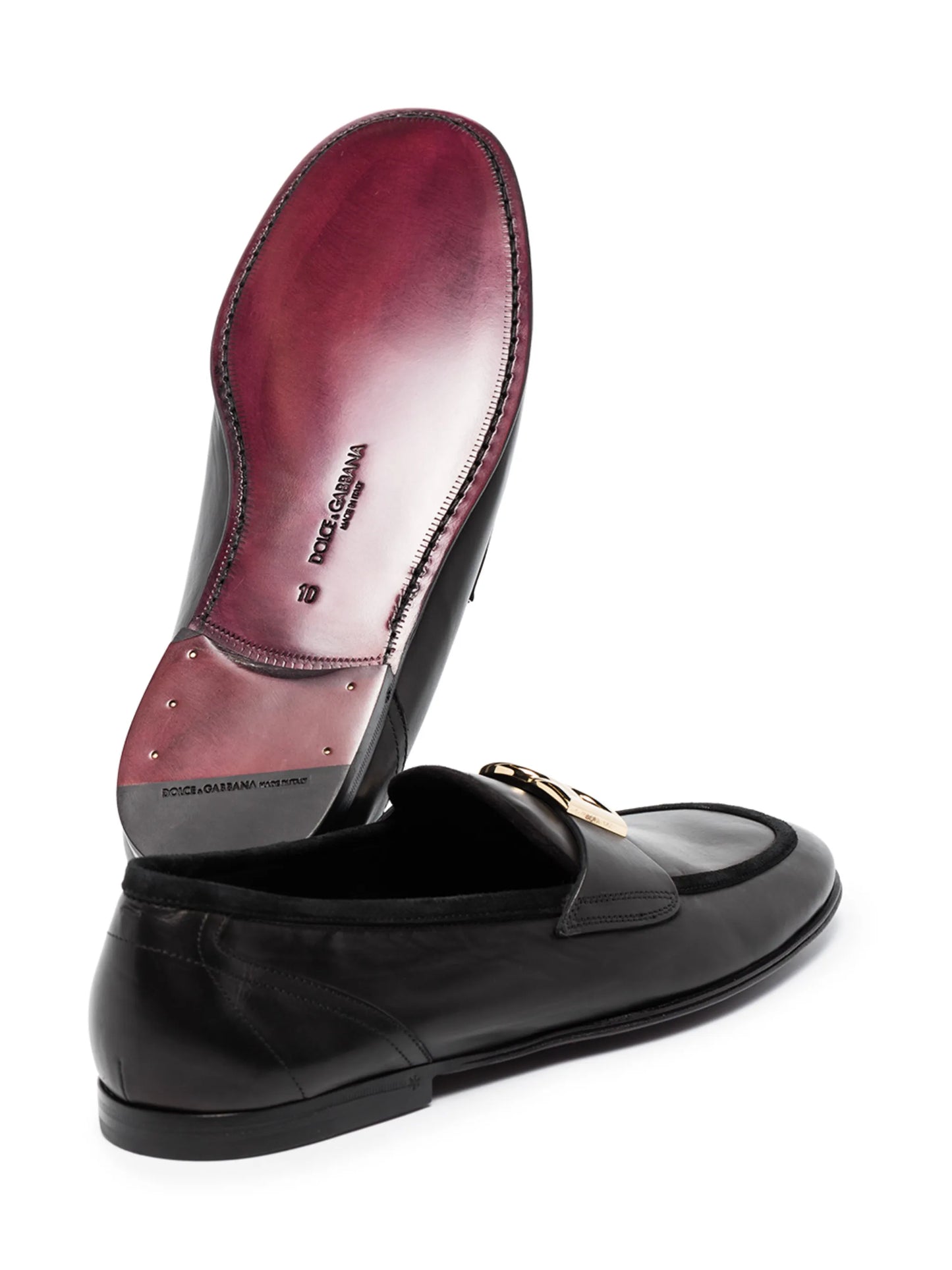 DG-plaque leather loafers