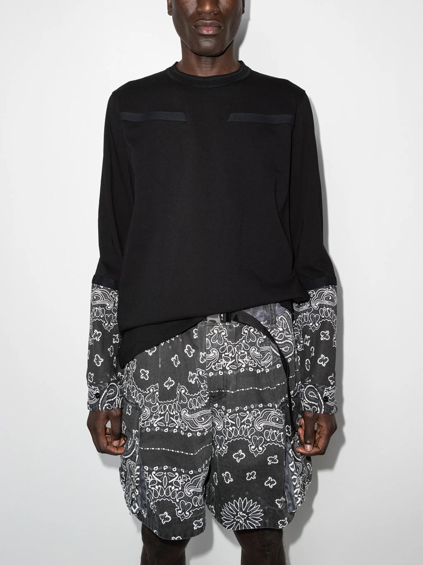 bandana-print panel long-sleeved T-shirt