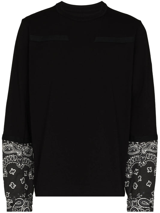 bandana-print panel long-sleeved T-shirt