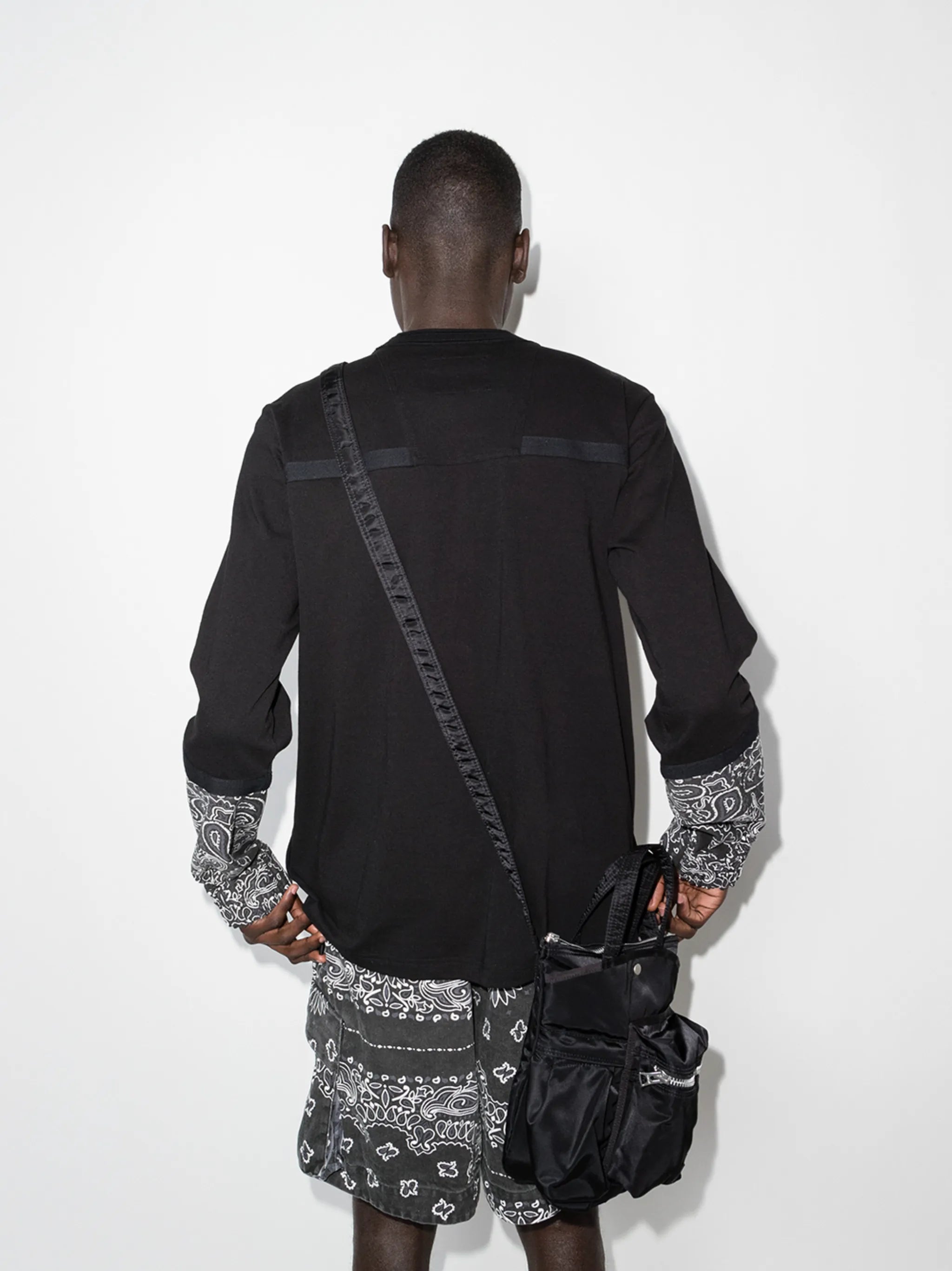 bandana-print panel long-sleeved T-shirt